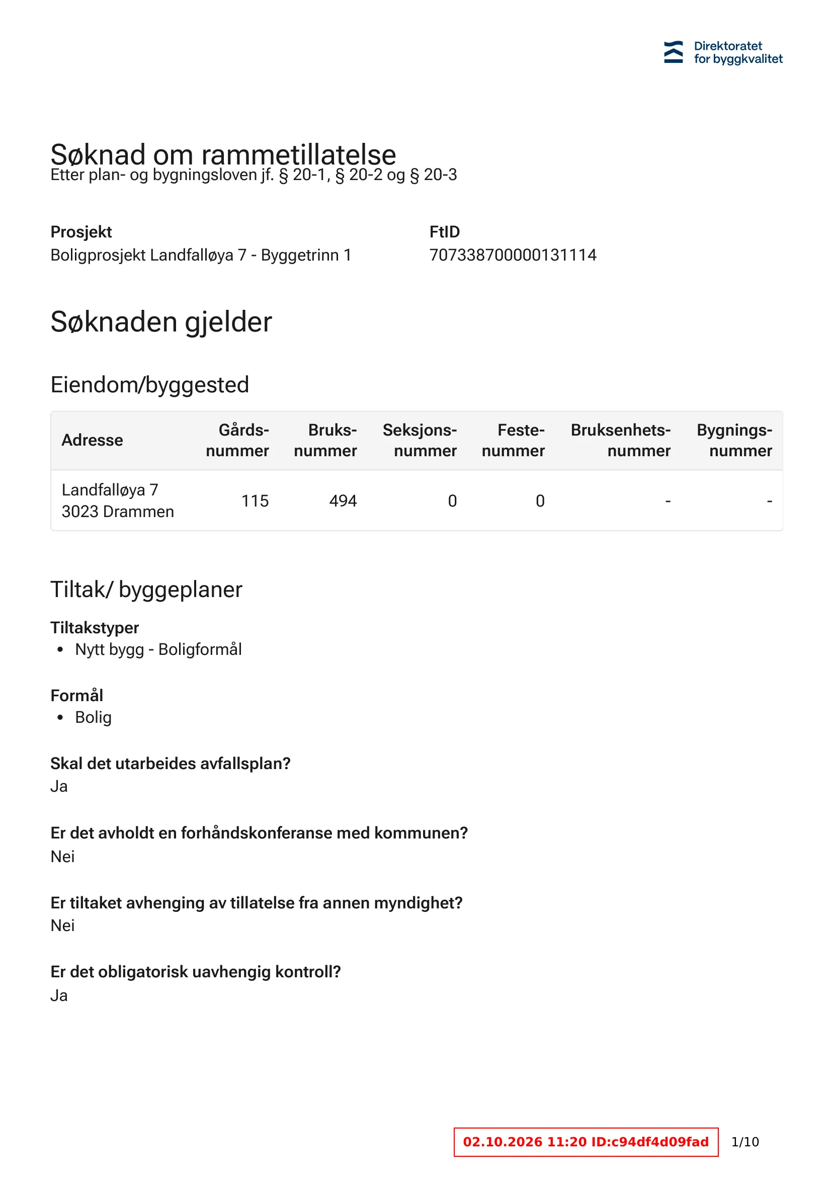 Søknad om rammetillatelse