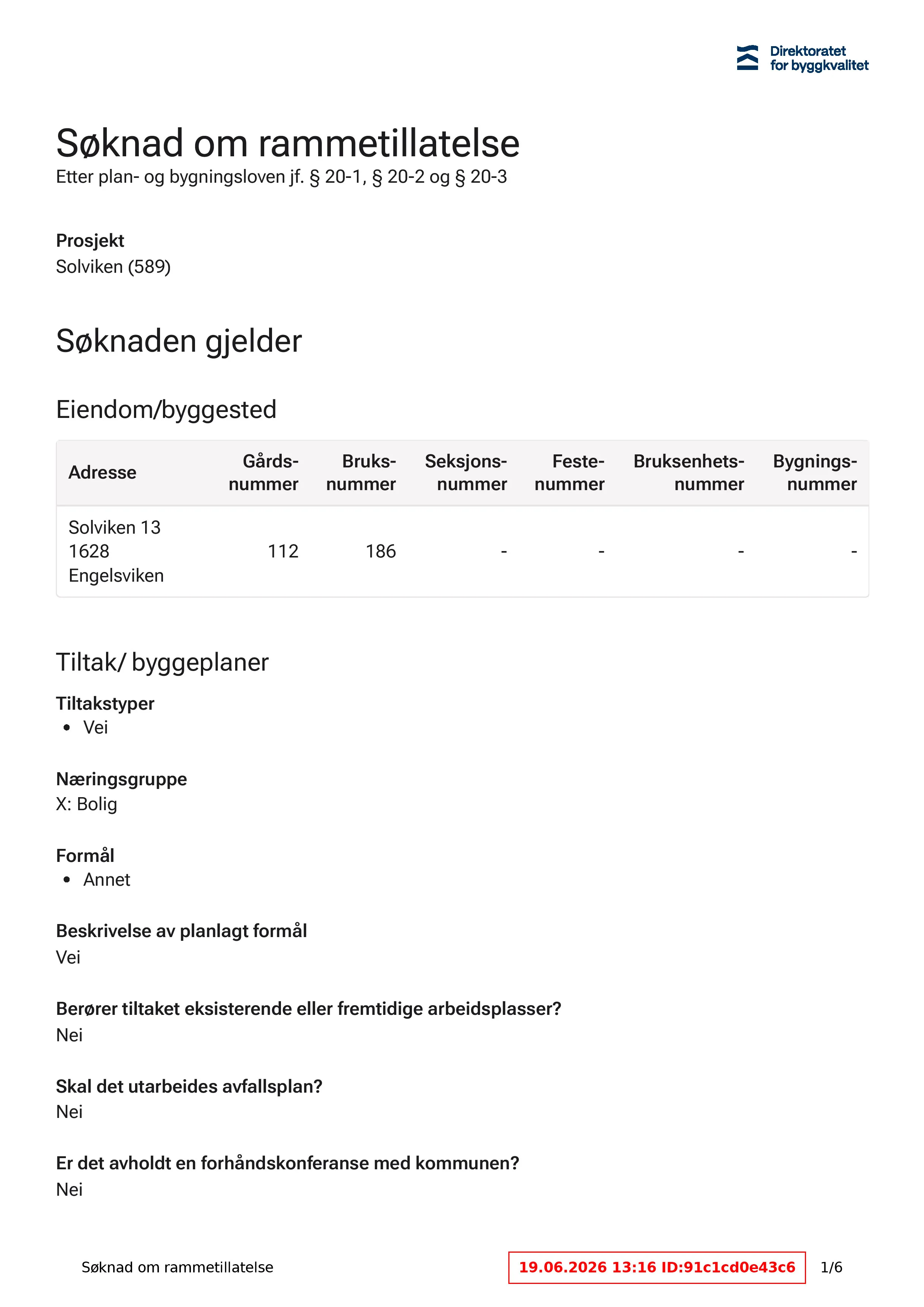 Søknad om rammetillatelse