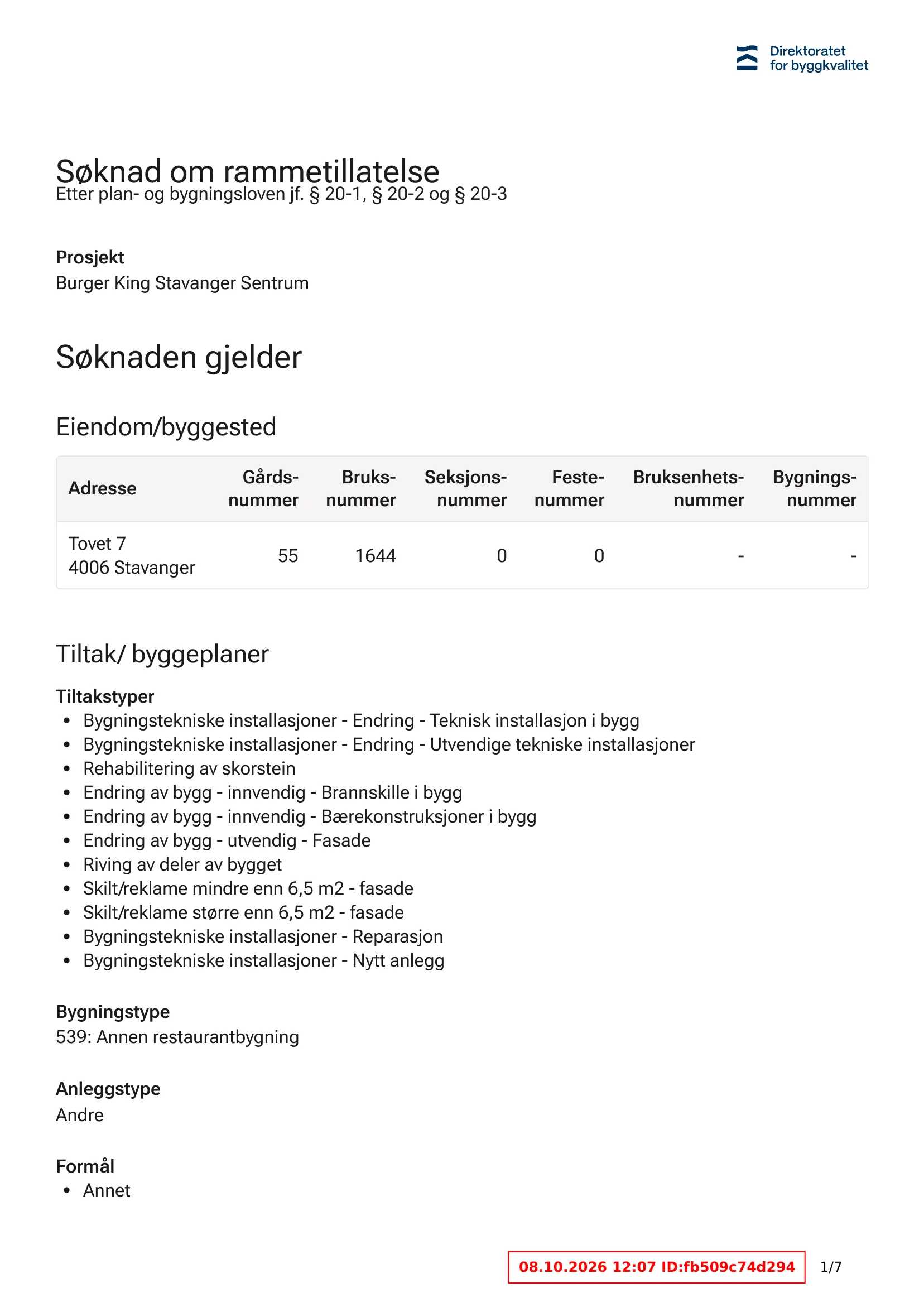 Søknad om rammetillatelse