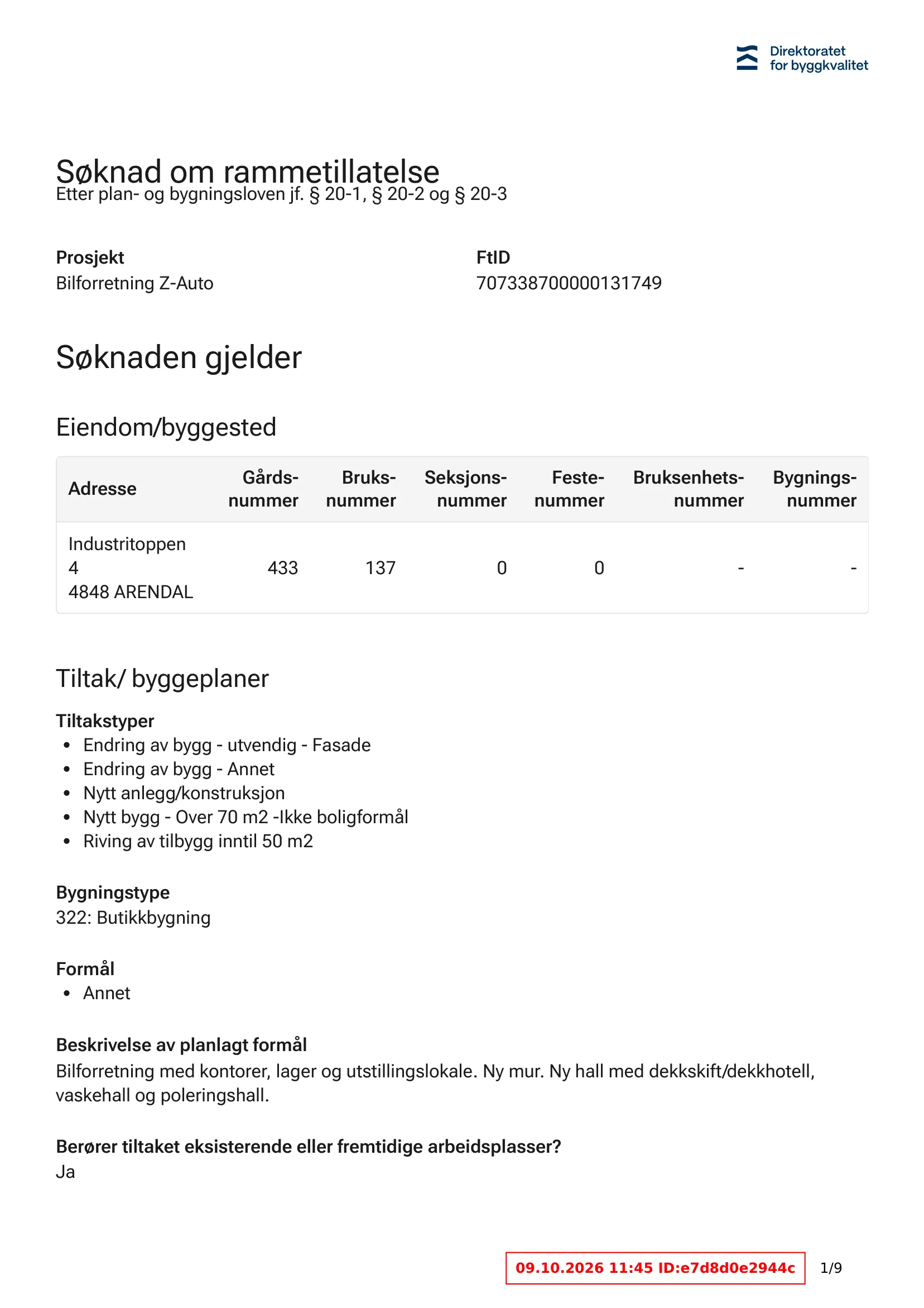 Søknad om rammetillatelse