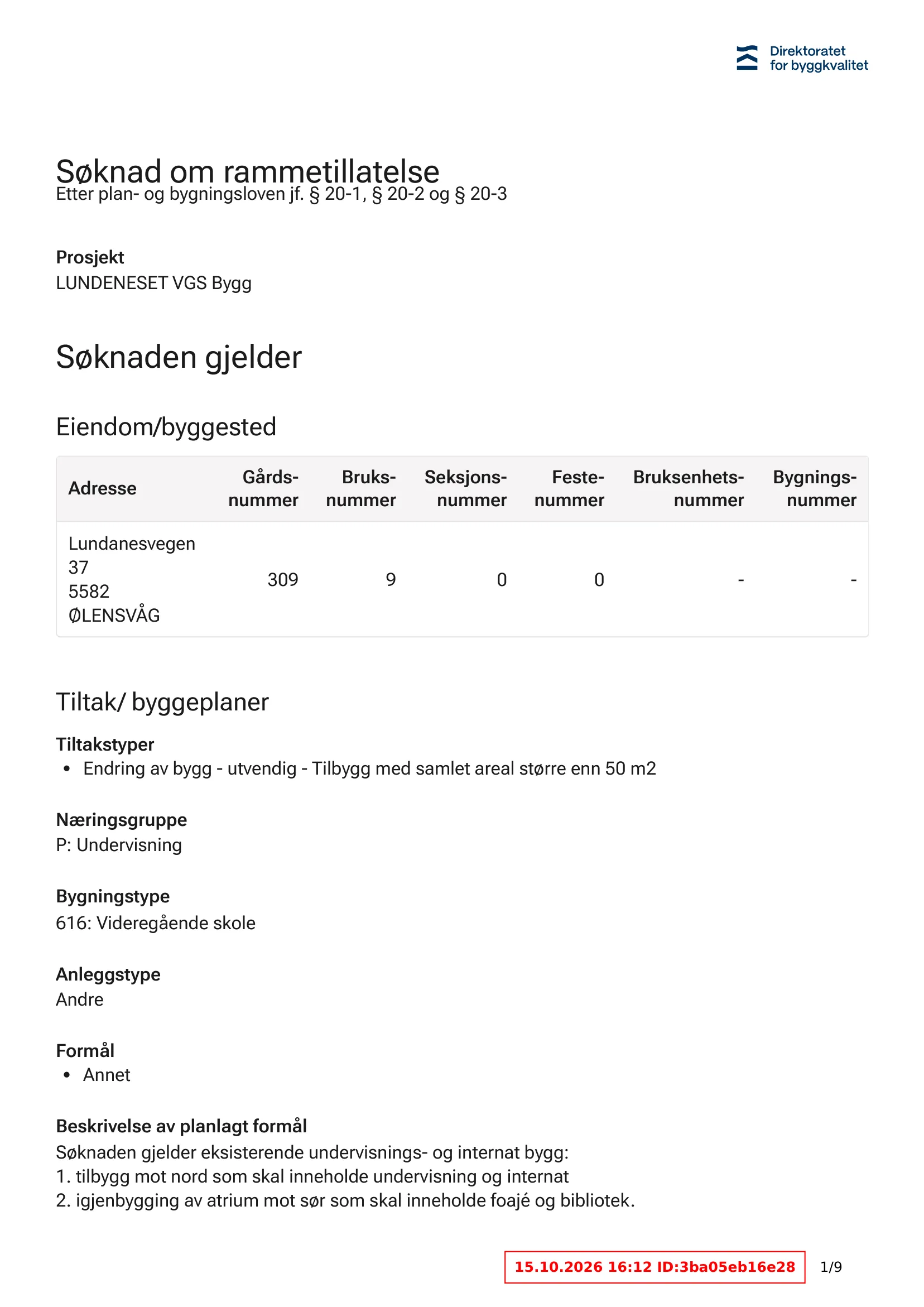 Søknad om rammetillatelse