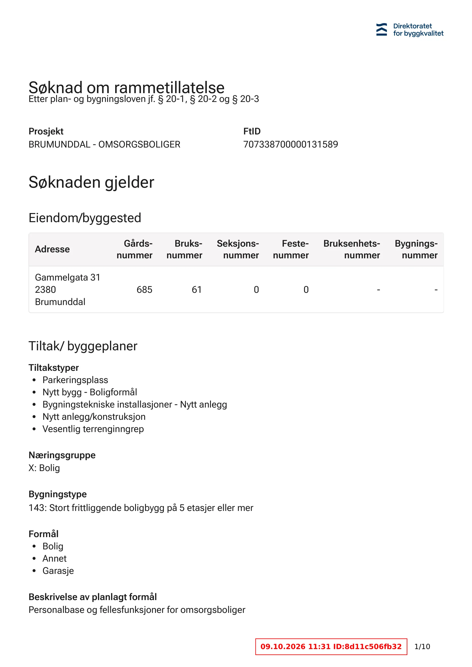 Søknad om rammetillatelse