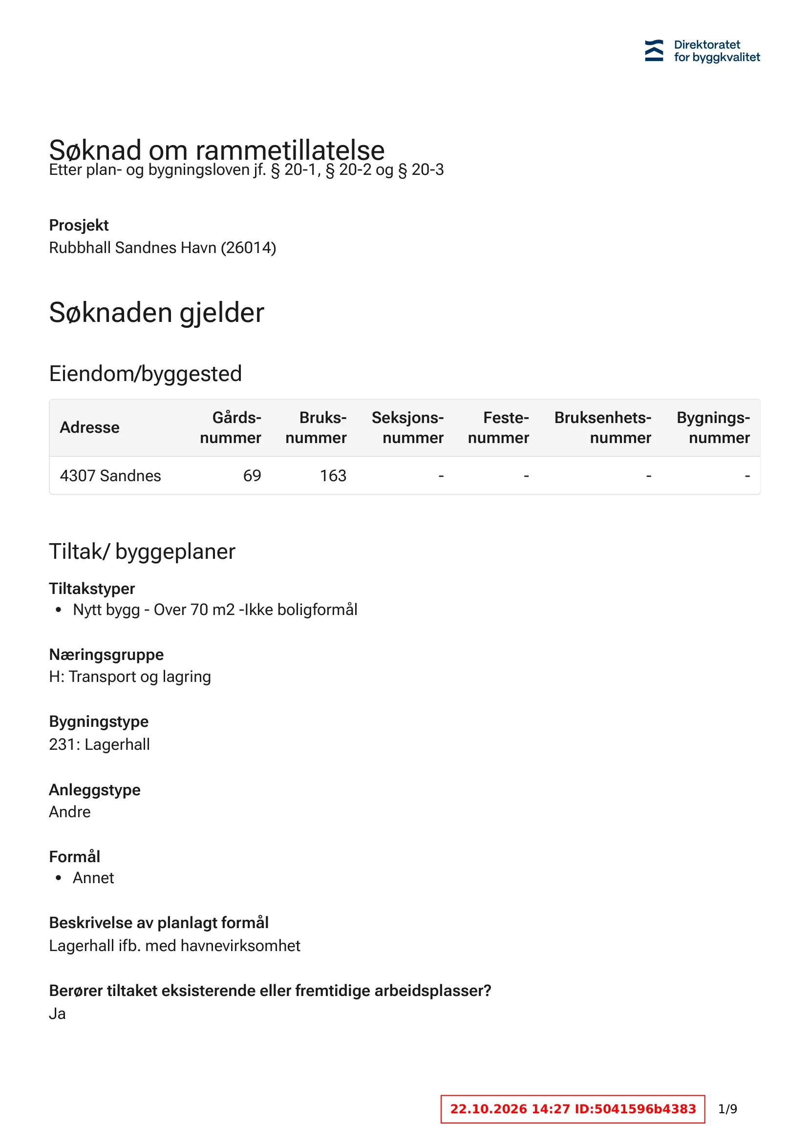 Søknad om rammetillatelse
