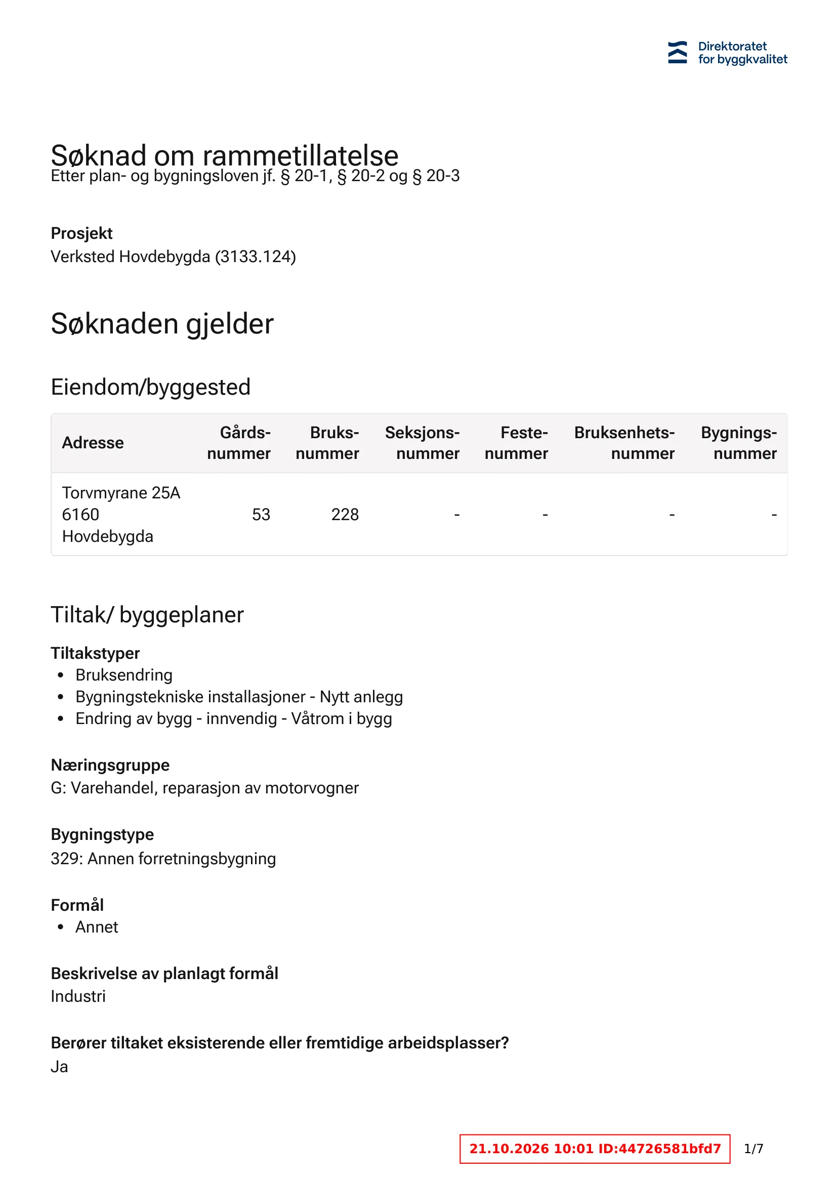 Søknad om rammetillatelse