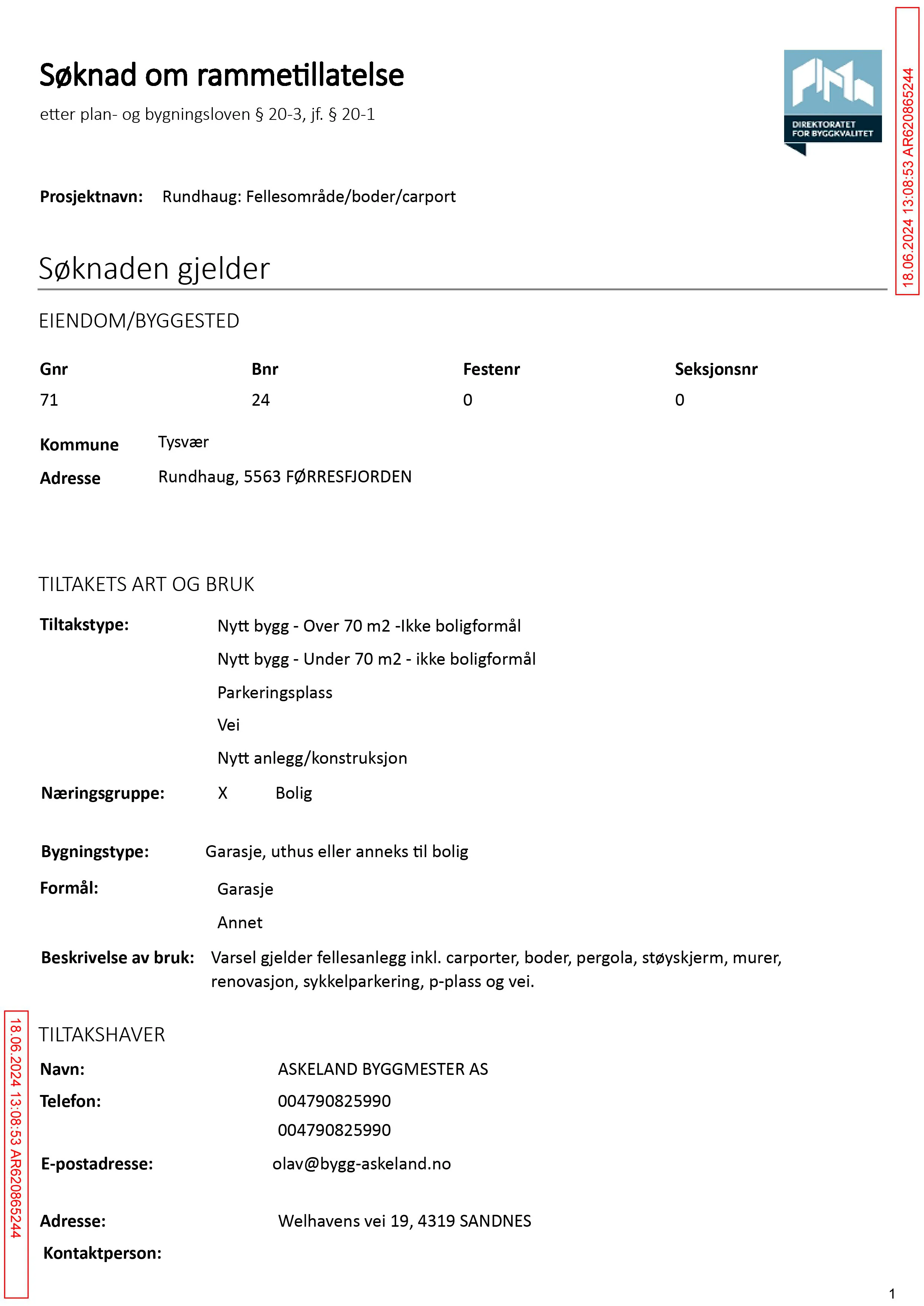 Søknad om rammetillatelse