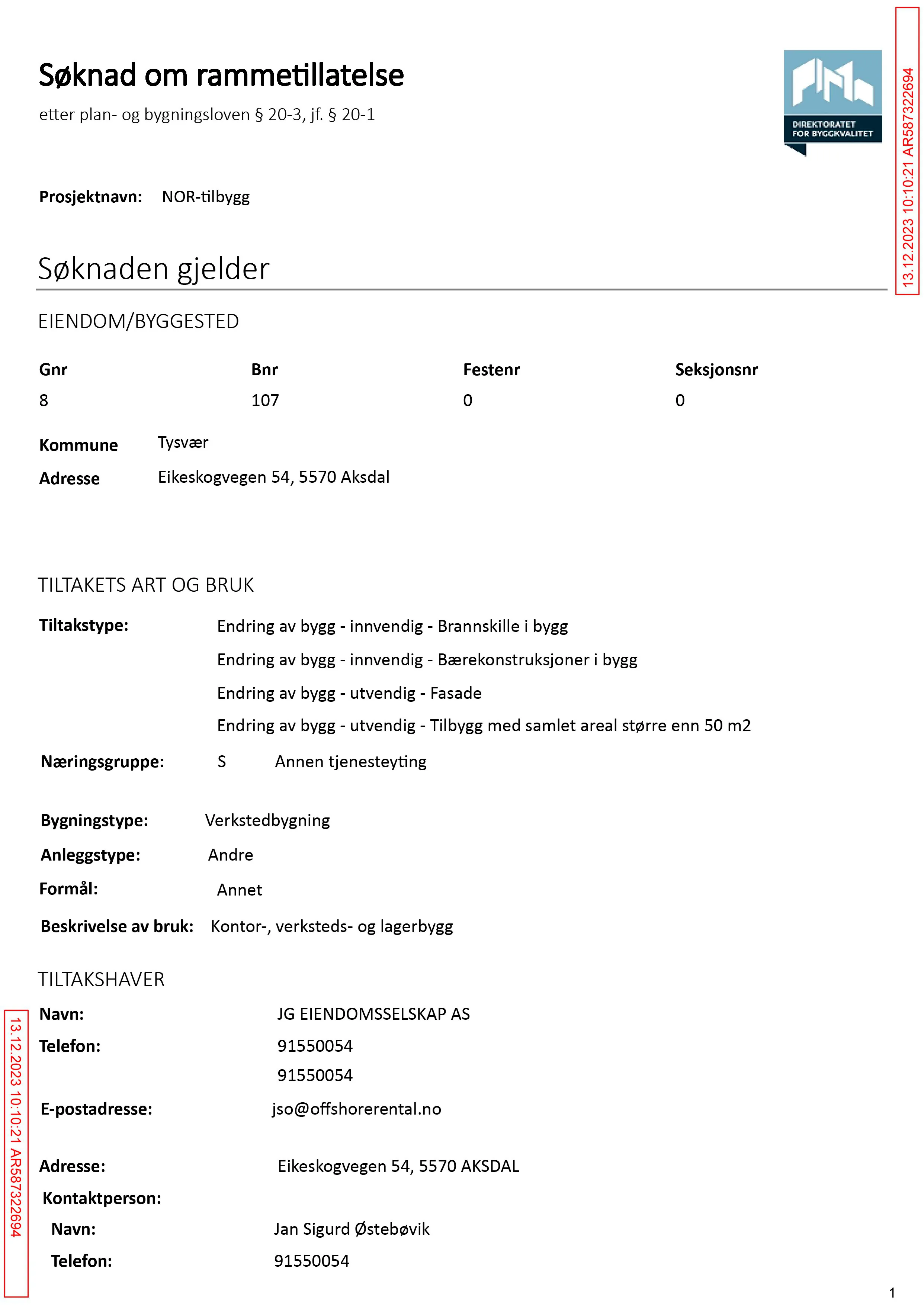Søknad om rammetillatelse