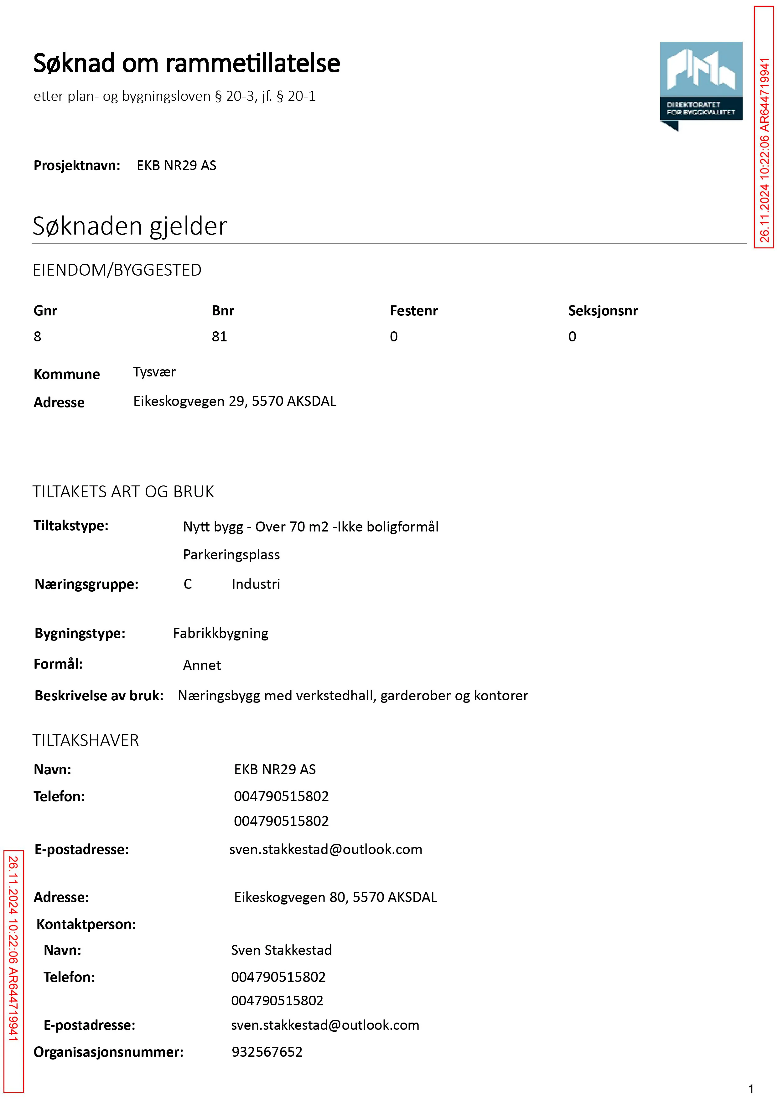 Søknad om rammetillatelse
