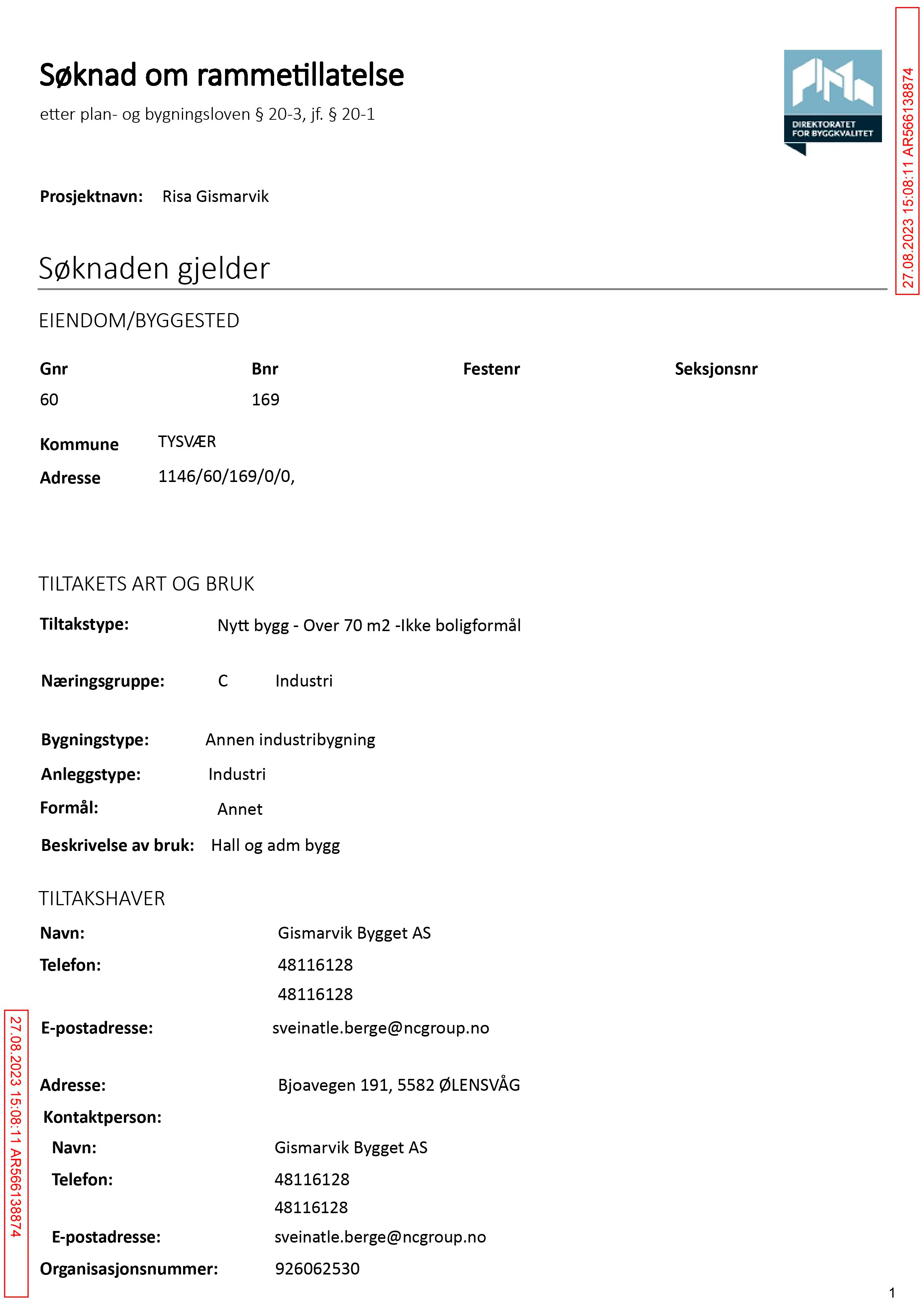Søknad om rammetillatelse