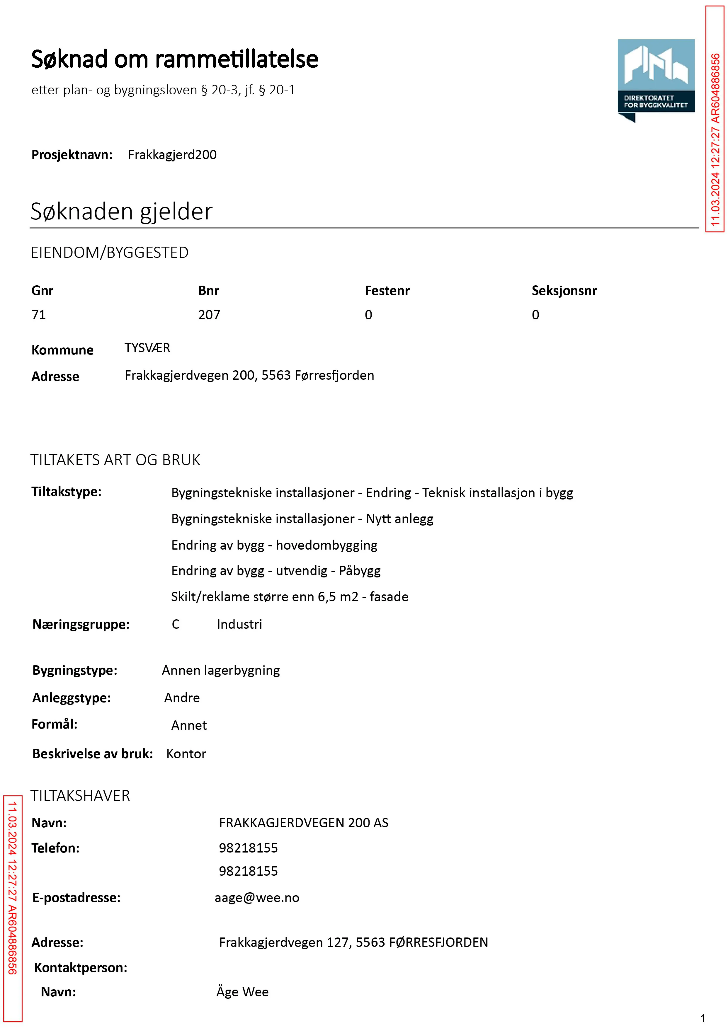 Søknad om rammetillatelse