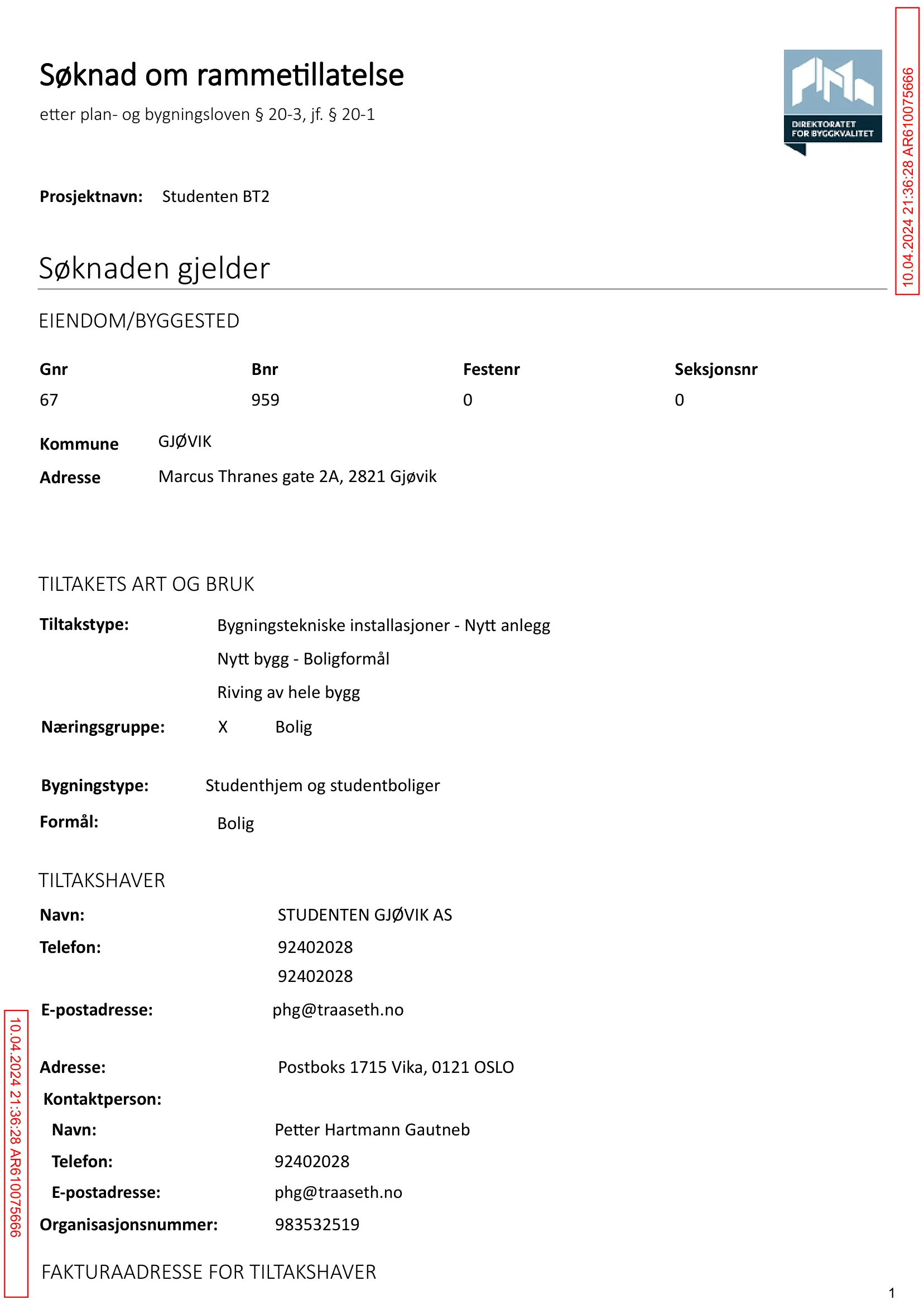 Søknad om rammetillatelse