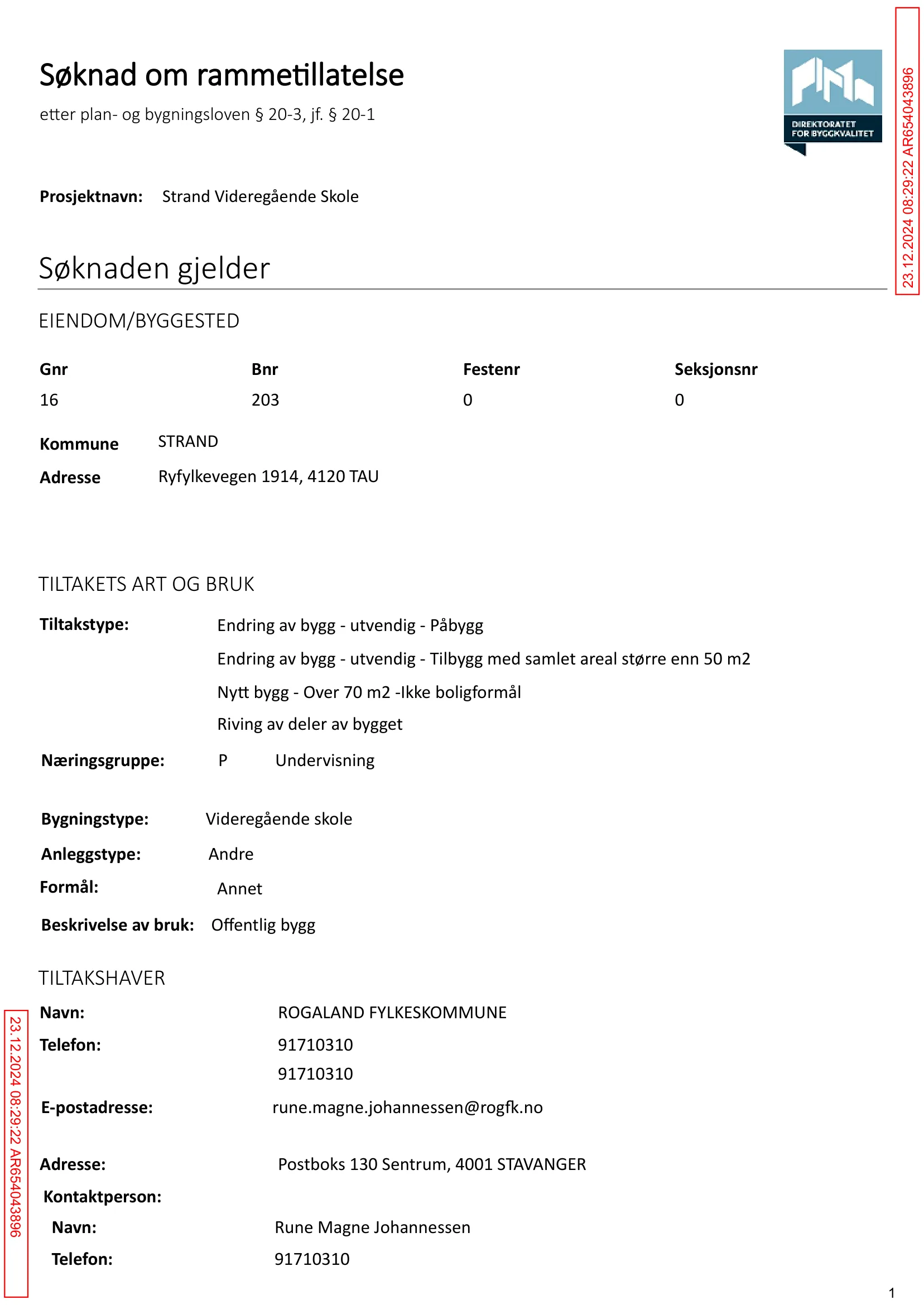 Søknad om rammetillatelse