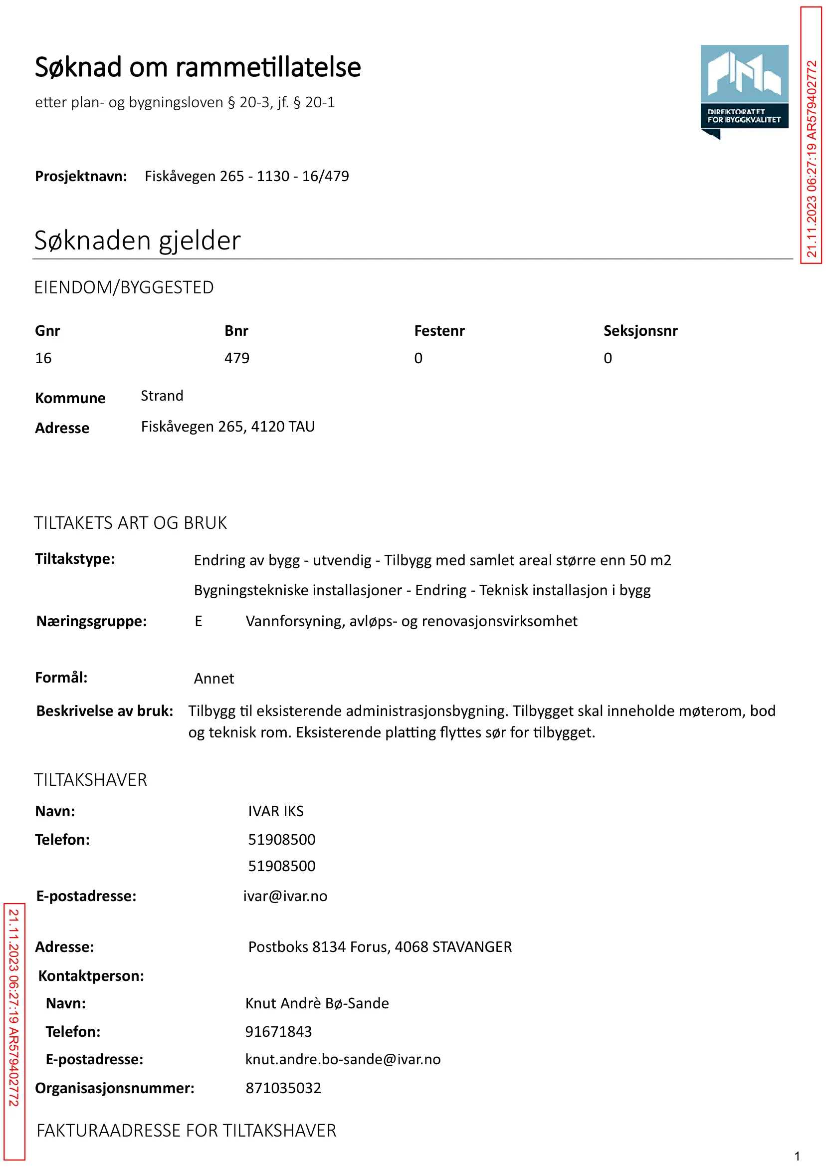 Søknad om rammetillatelse