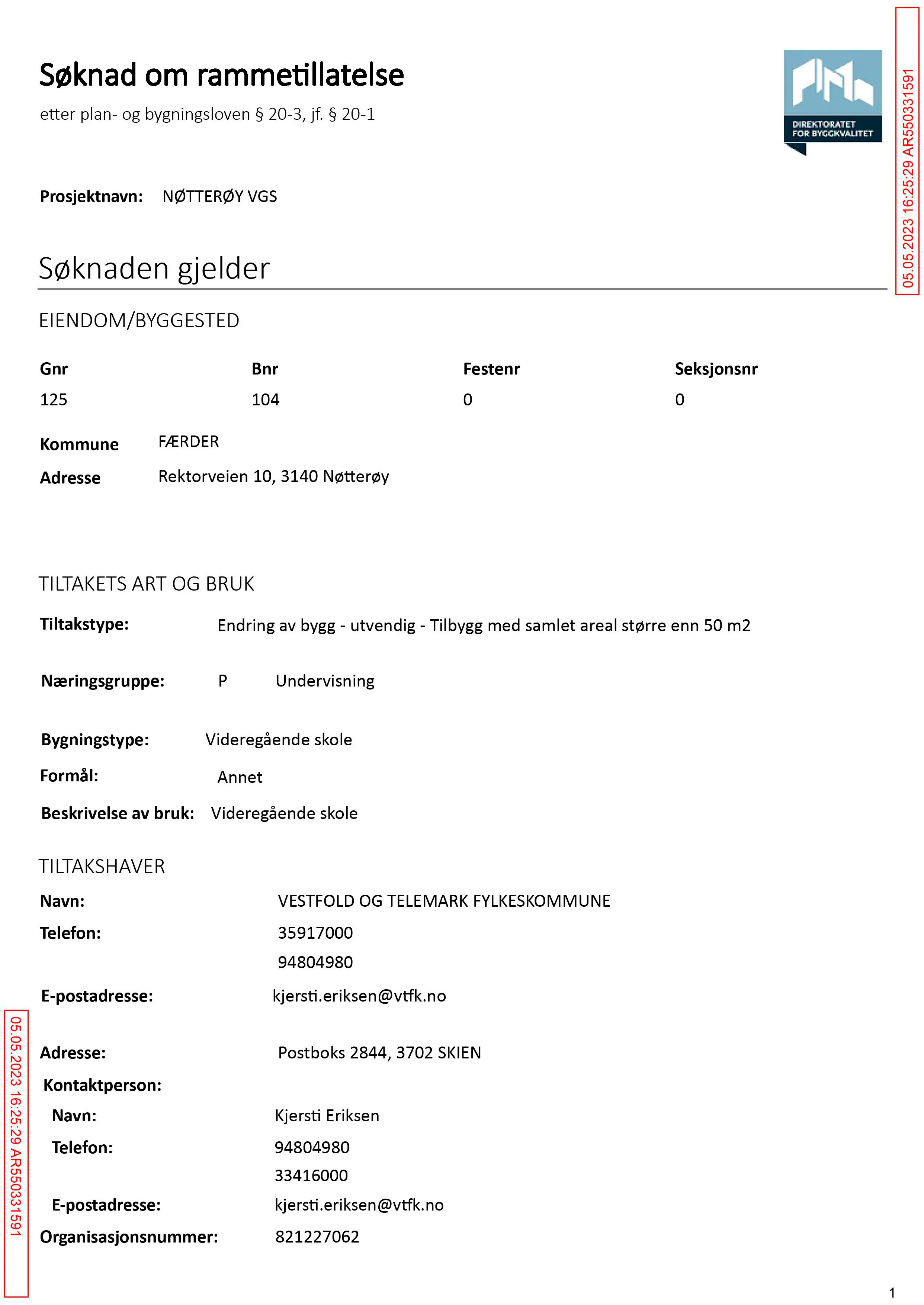 Søknad om rammetillatelse