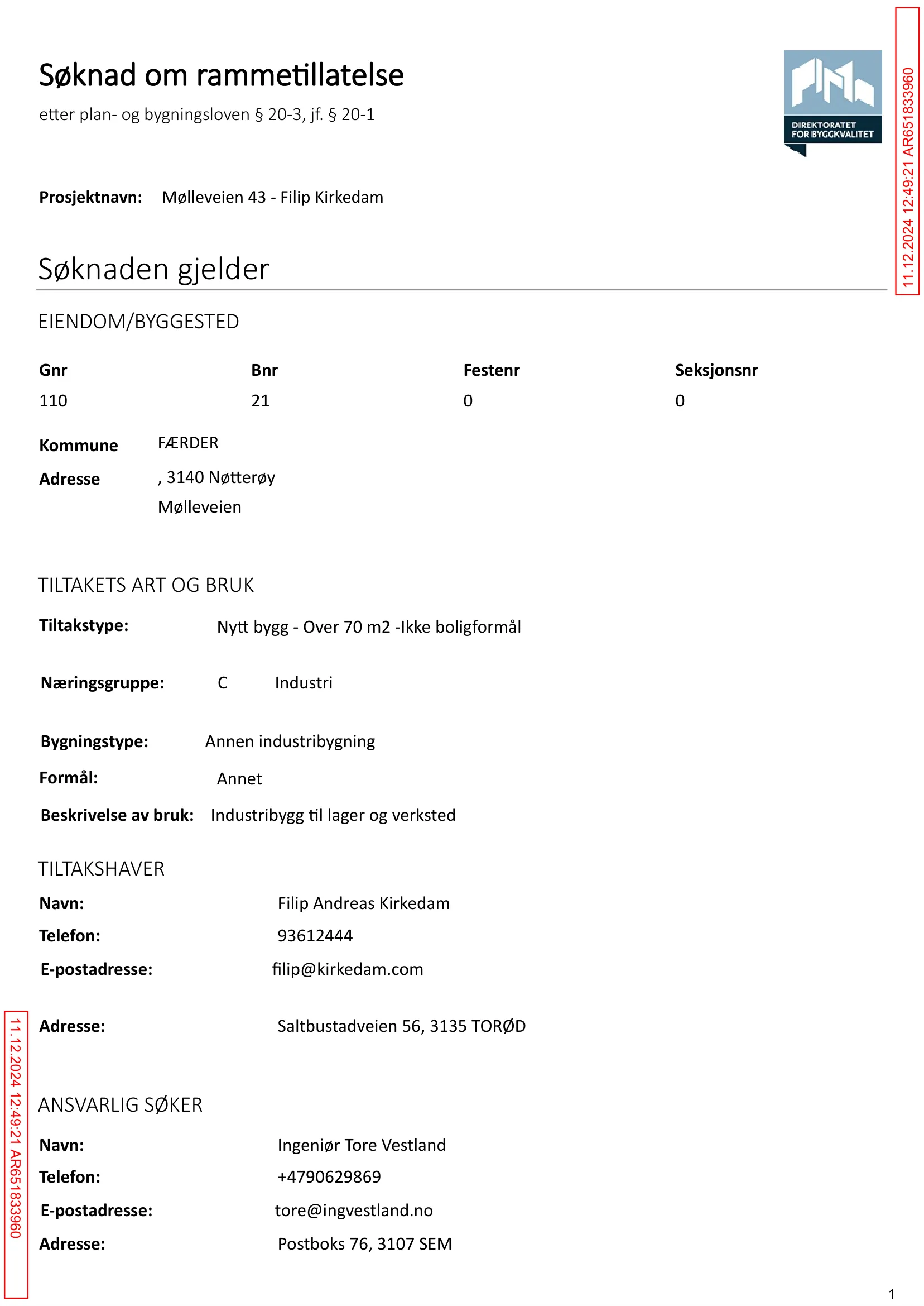 Søknad om rammetillatelse