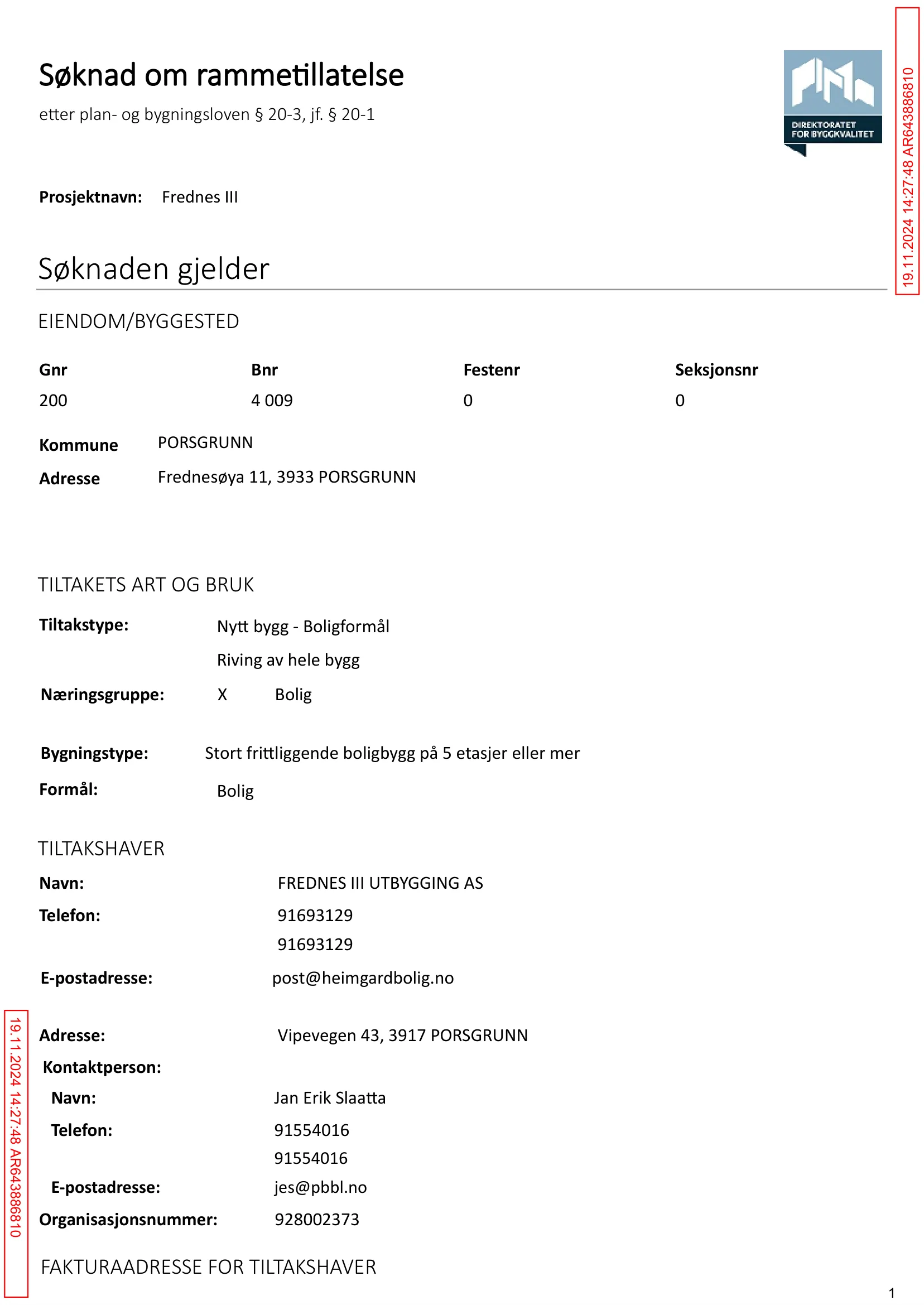 Søknad om rammetillatelse