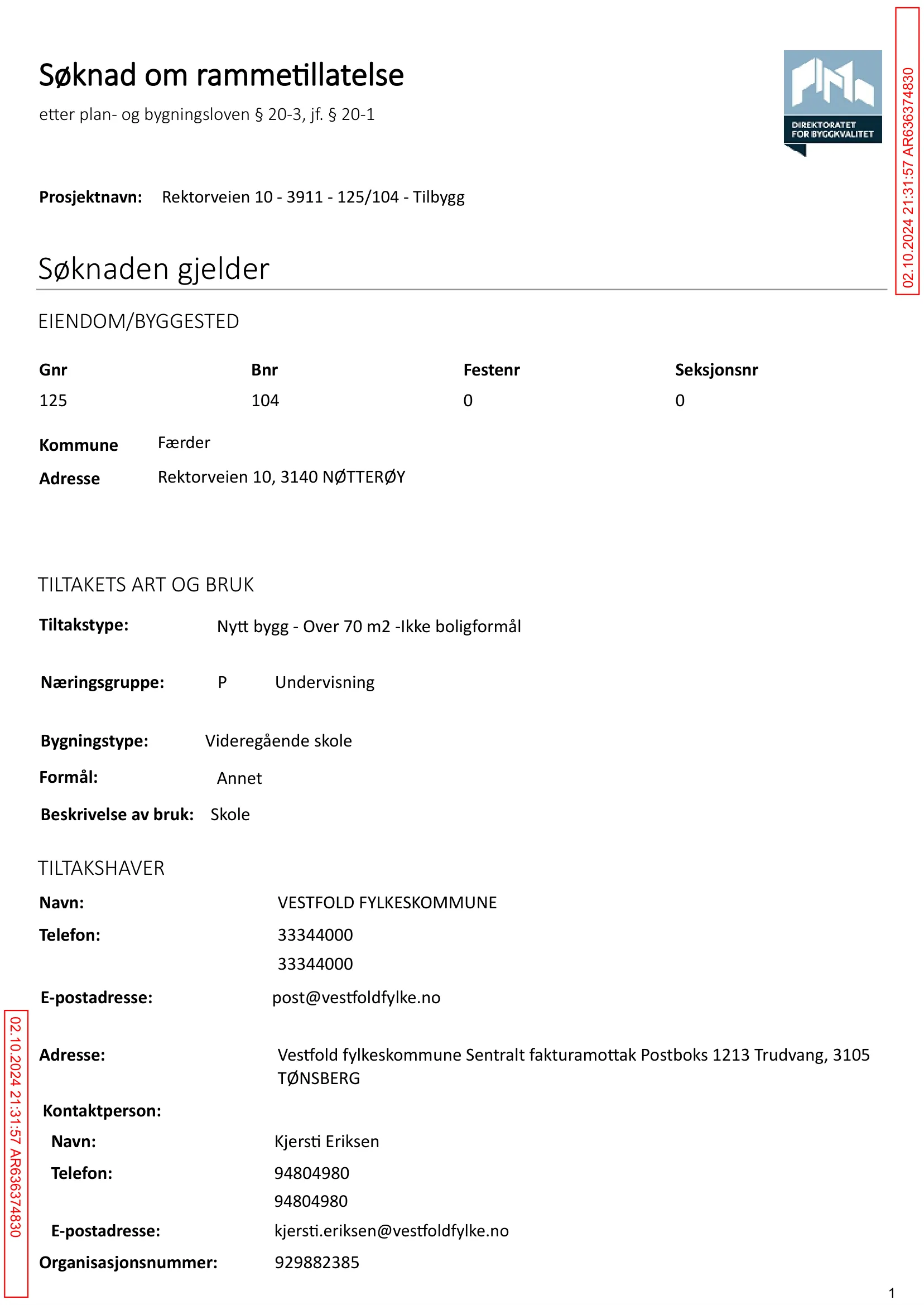 Søknad om rammetillatelse