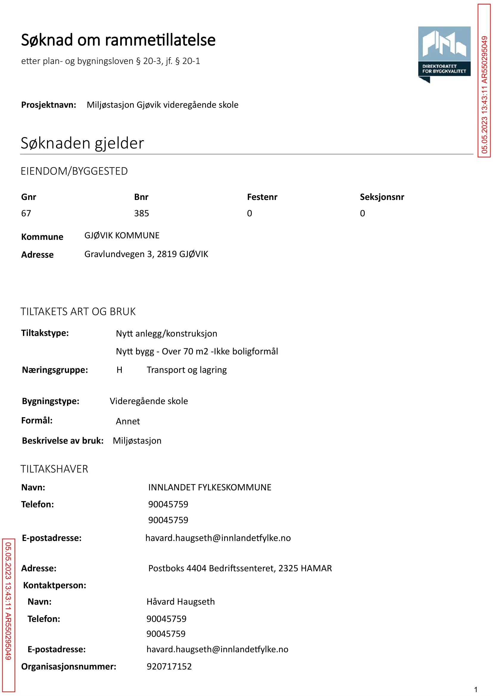 Søknad om rammetillatelse