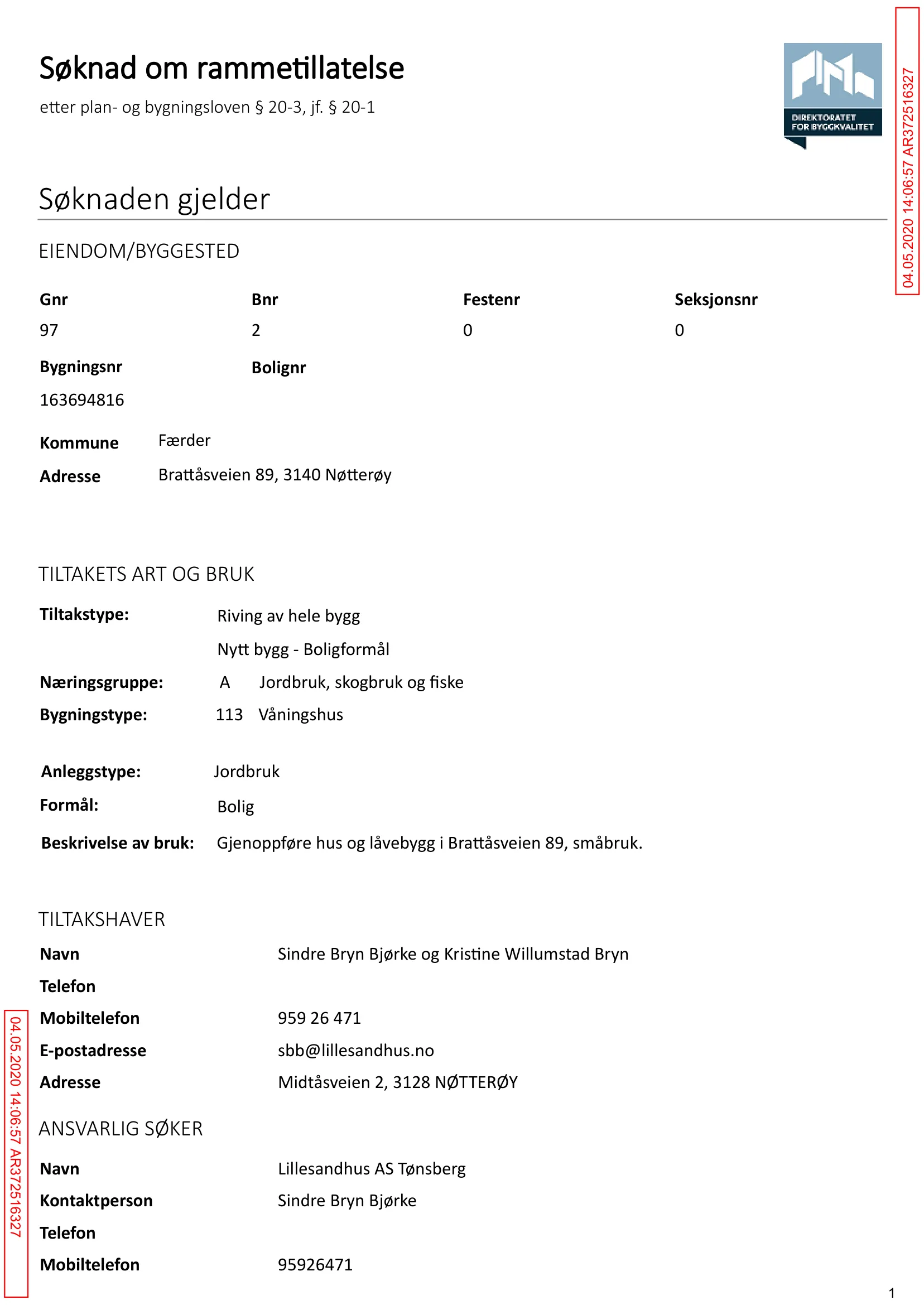Søknad om rammetillatelse