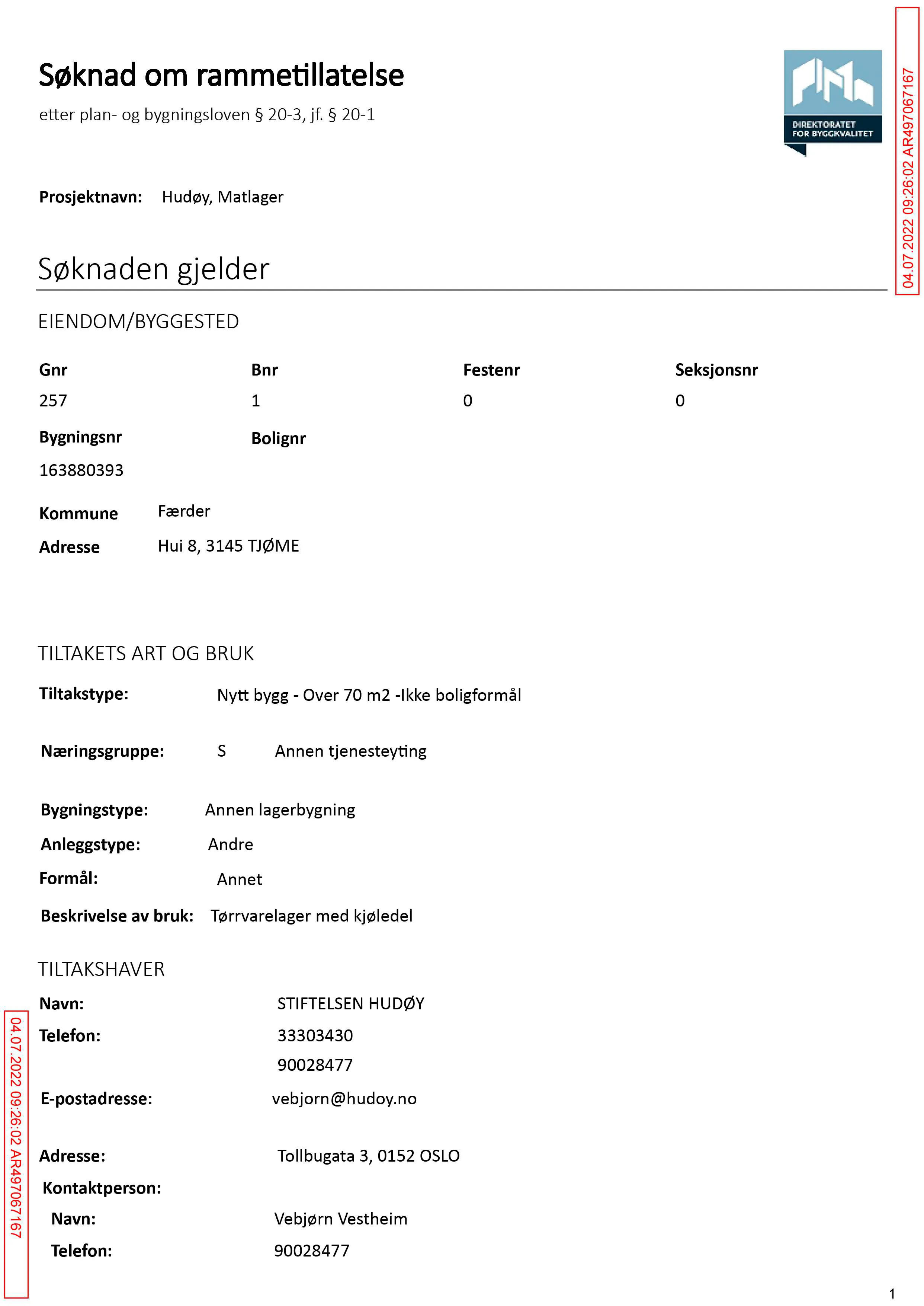 Søknad om rammetillatelse
