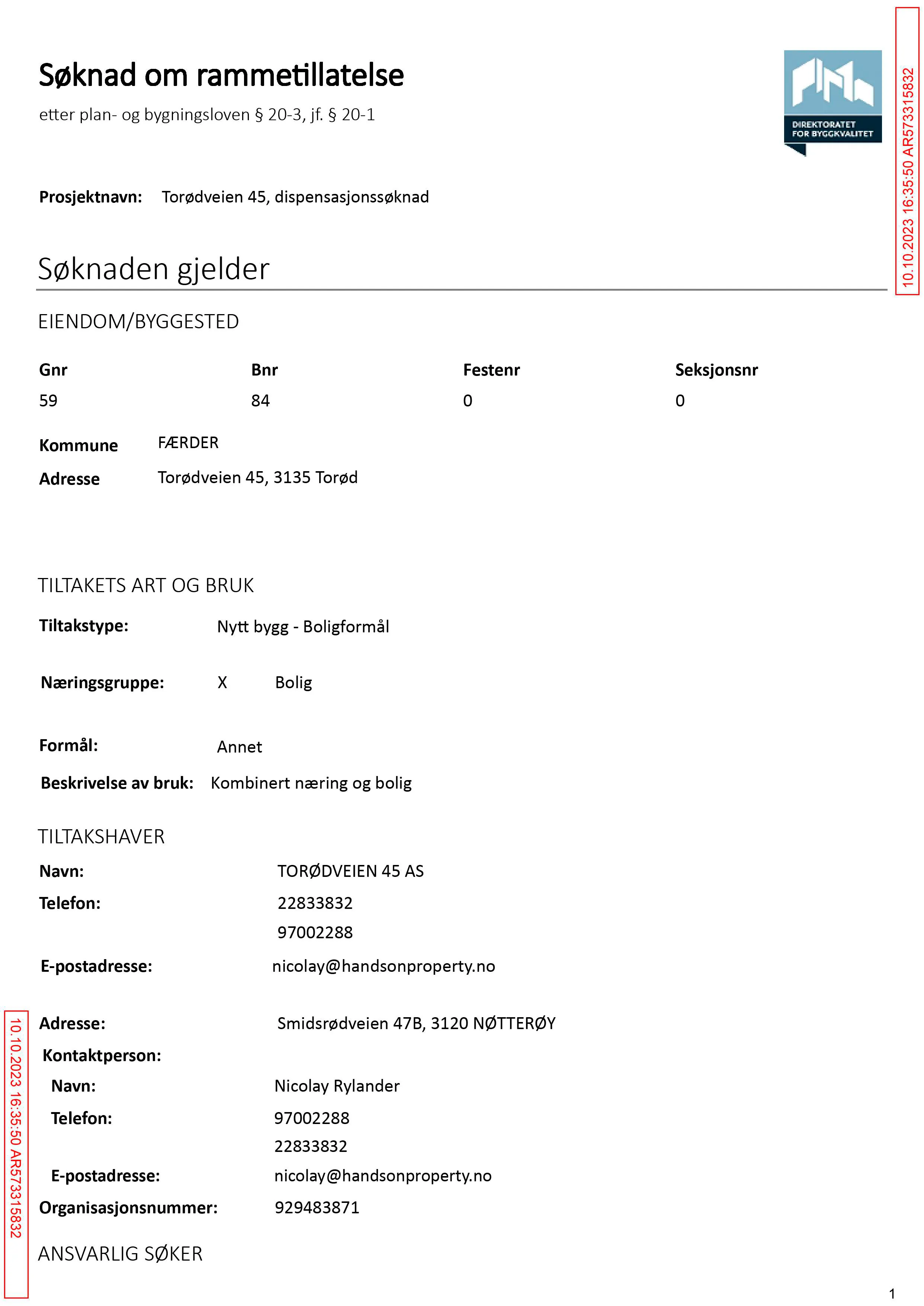 Søknad om rammetillatelse