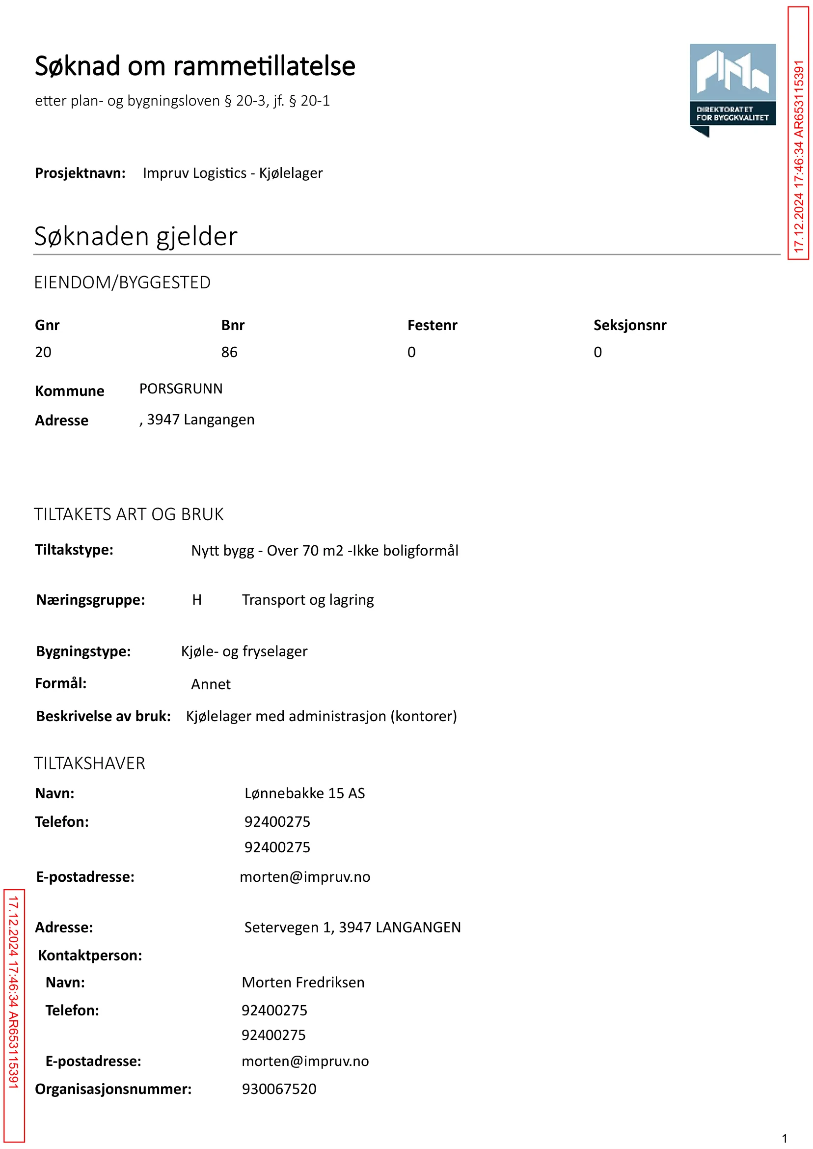 Søknad om rammetillatelse