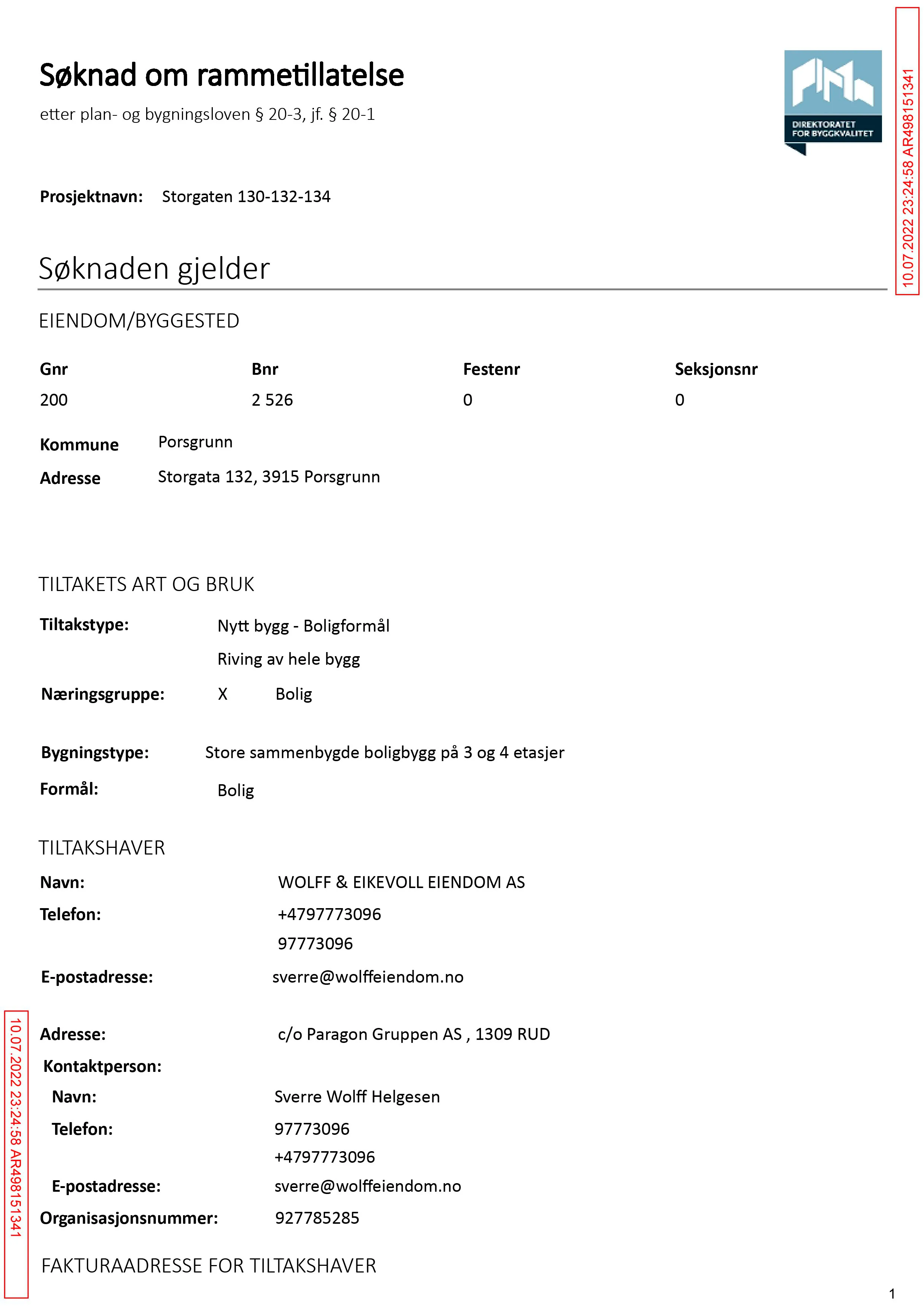 Søknad om rammetillatelse
