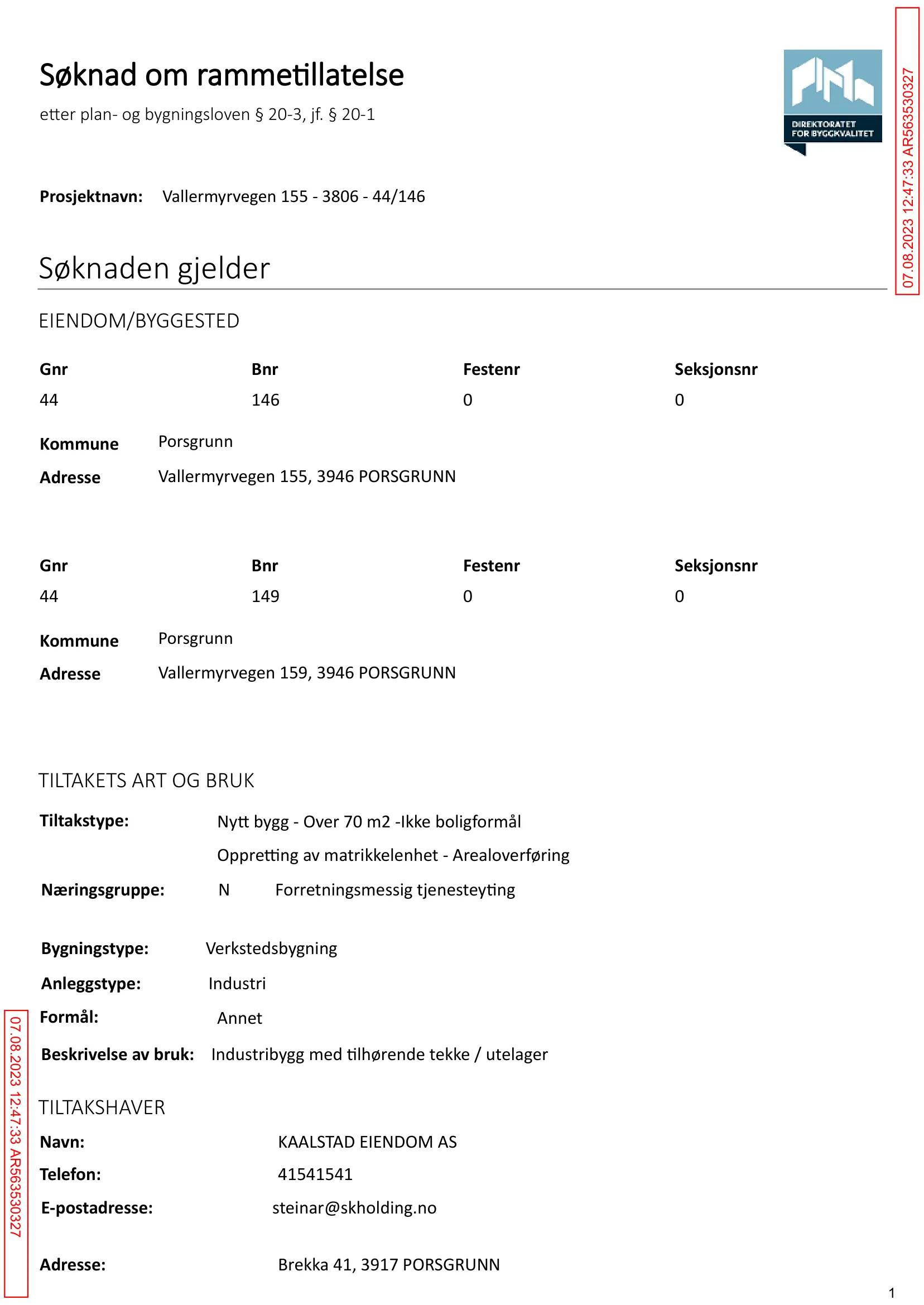 Søknad om rammetillatelse