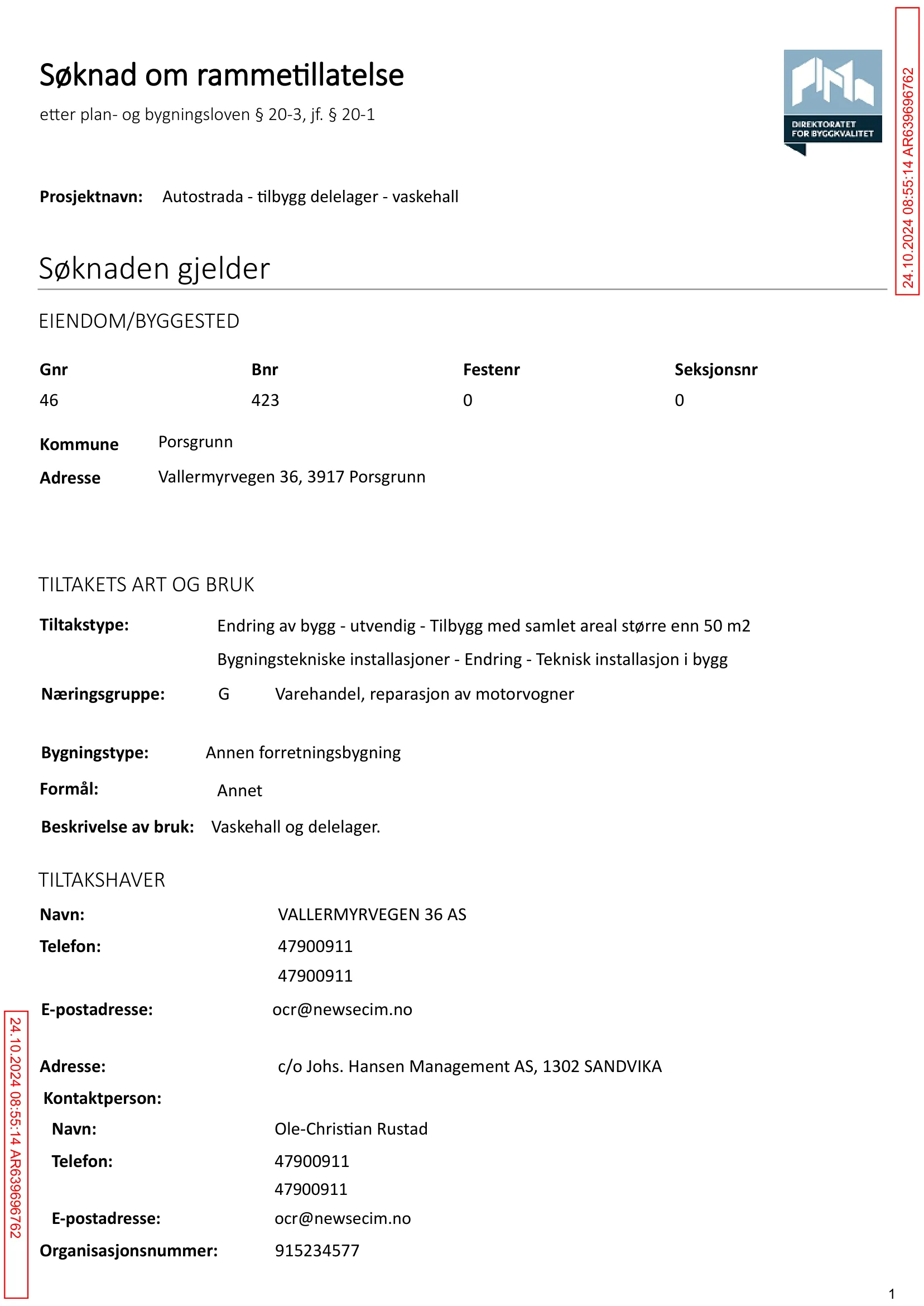 Søknad om rammetillatelse