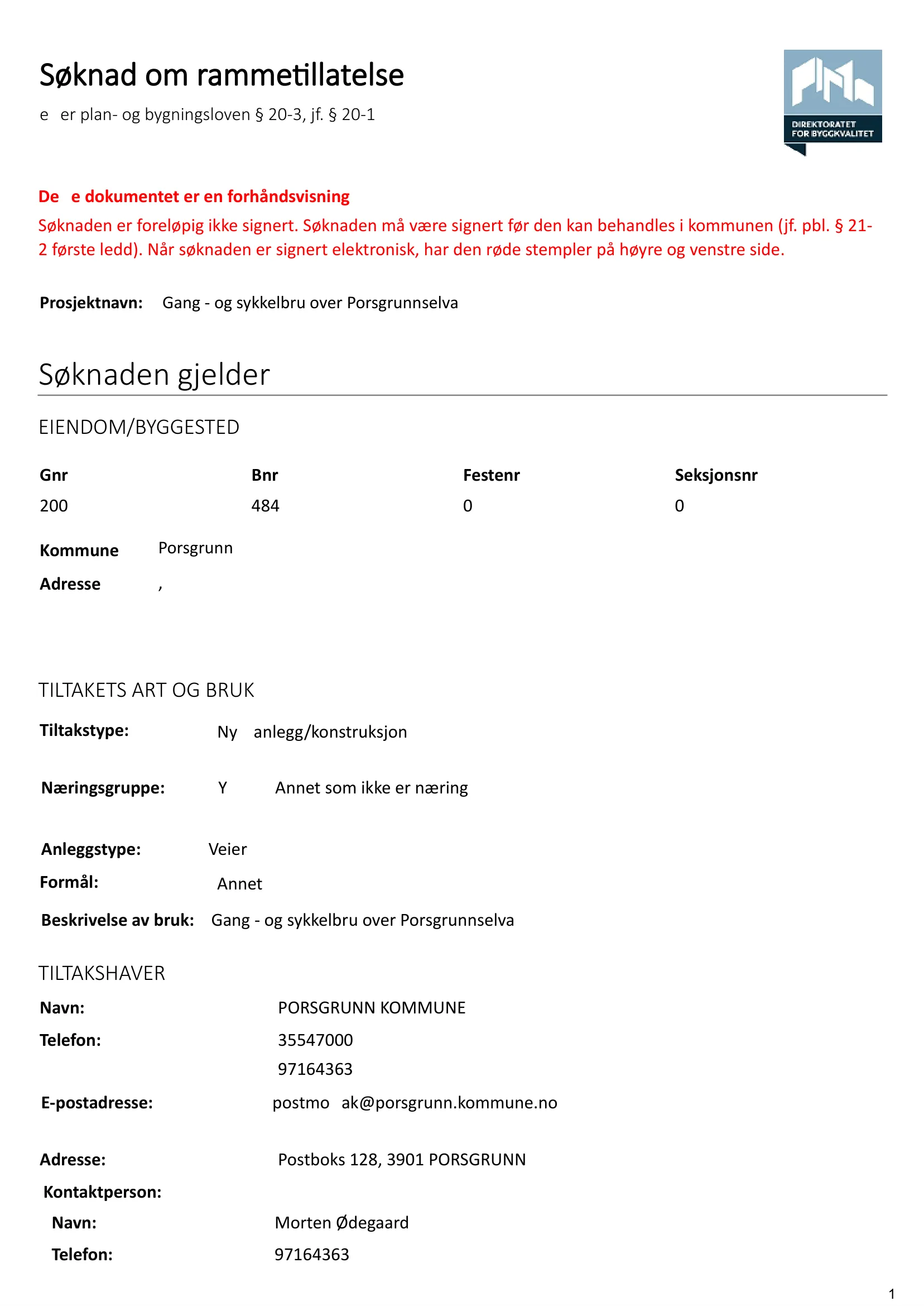 Søknad om rammetillatelse