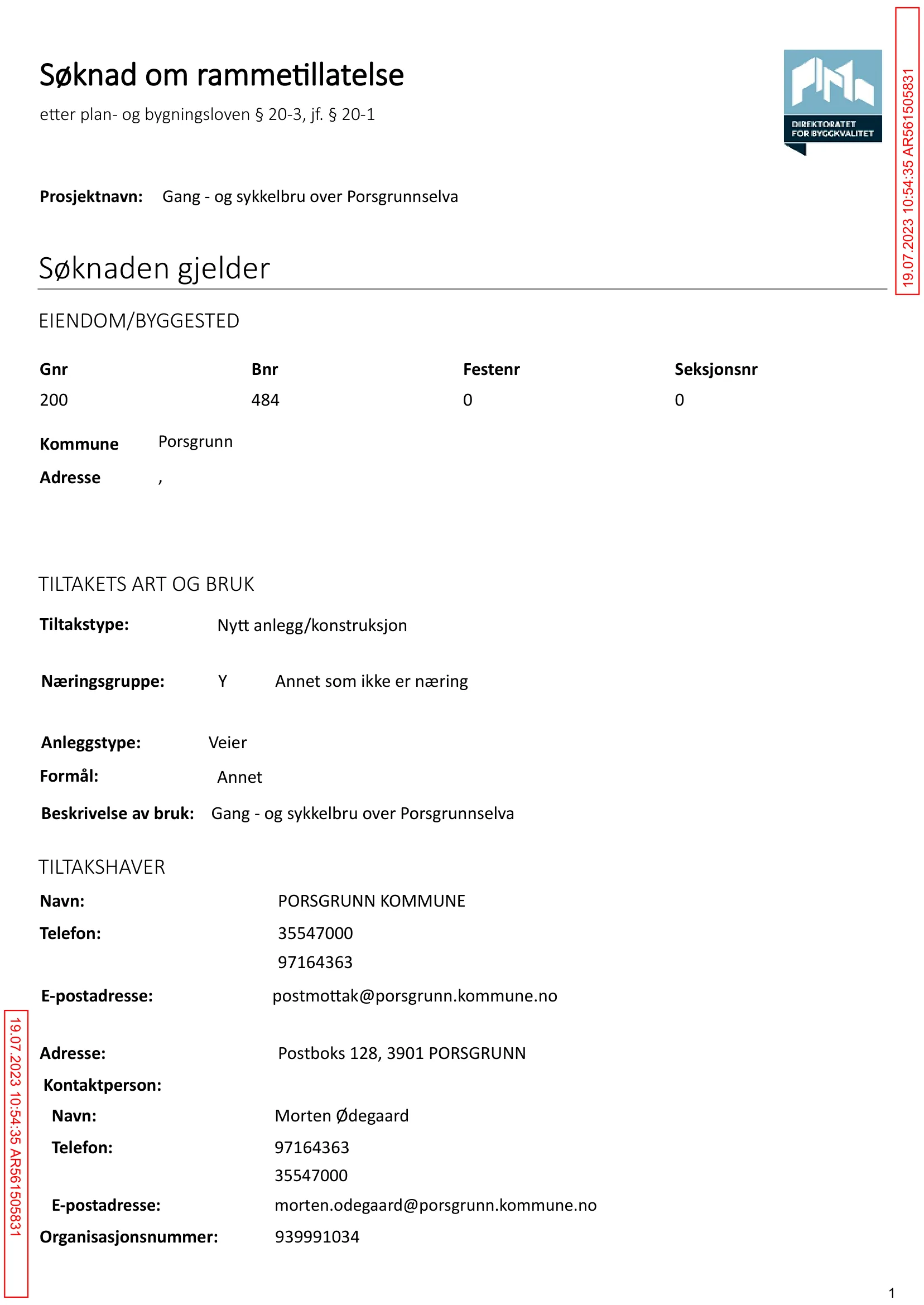 Søknad om rammetillatelse