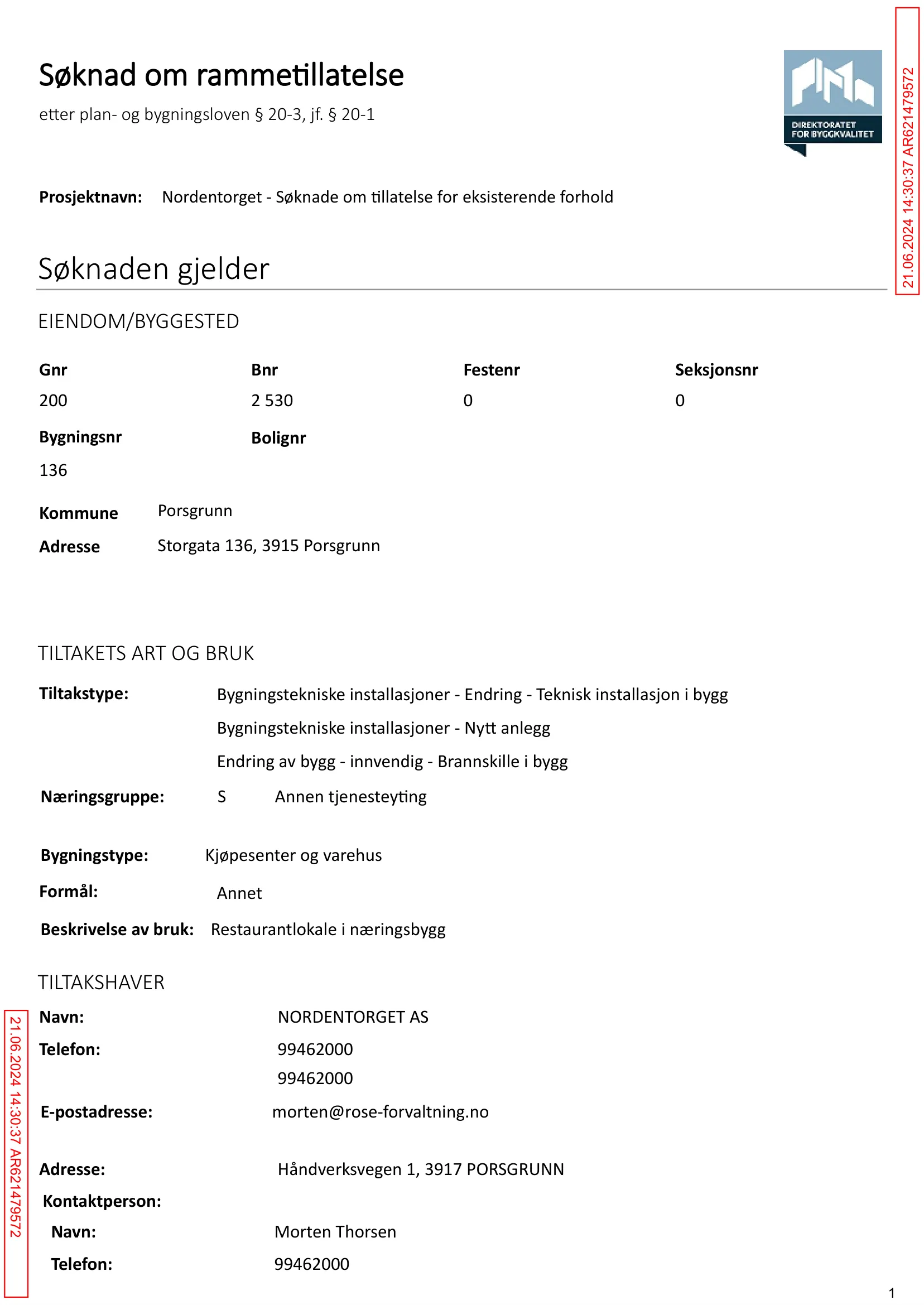 Søknad om rammetillatelse