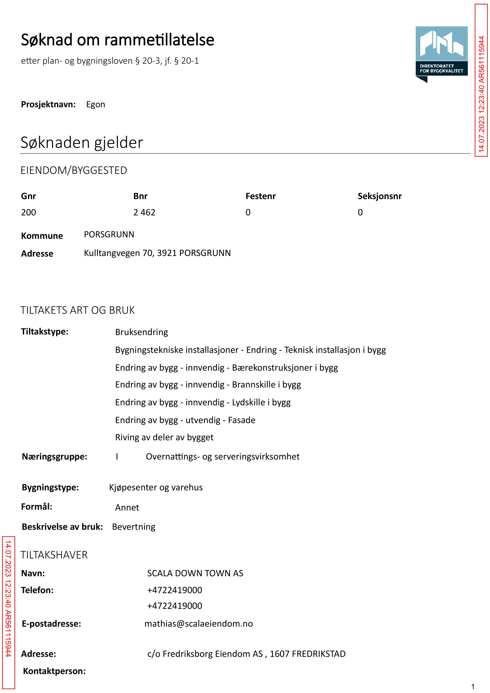 Søknad om rammetillatelse