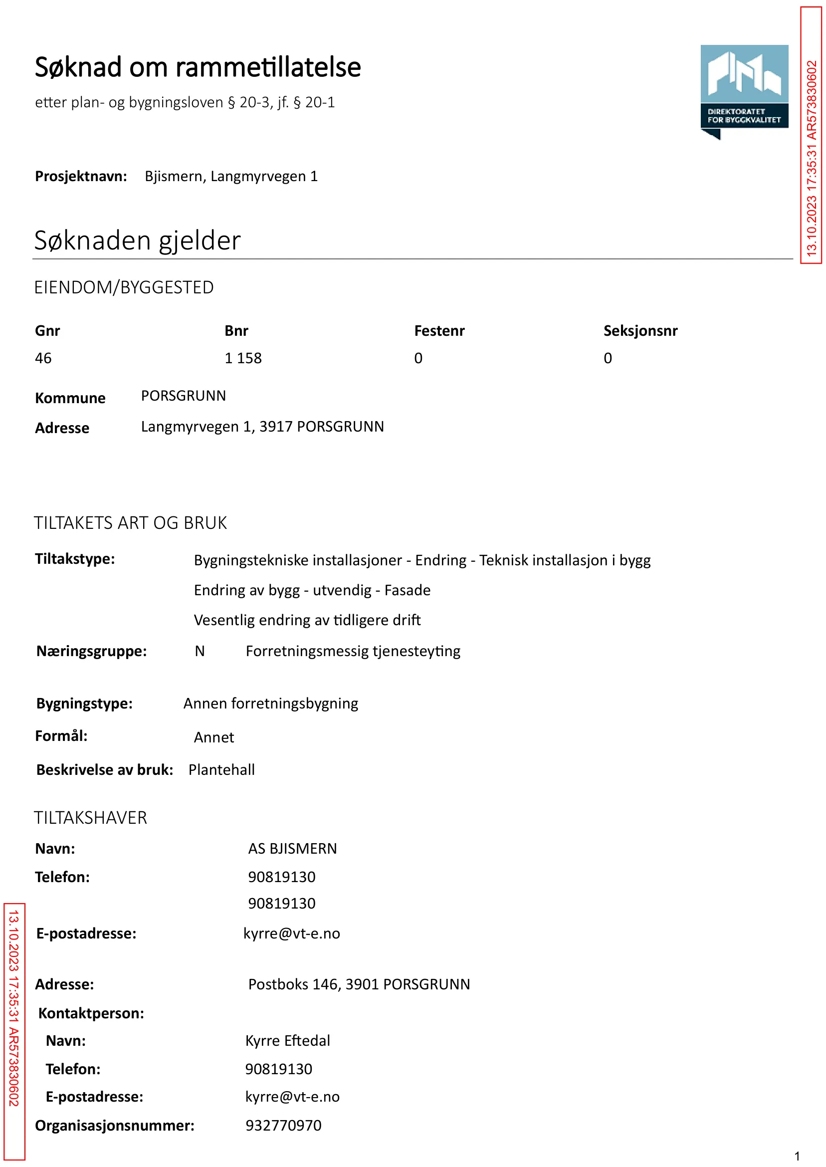 Søknad om rammetillatelse
