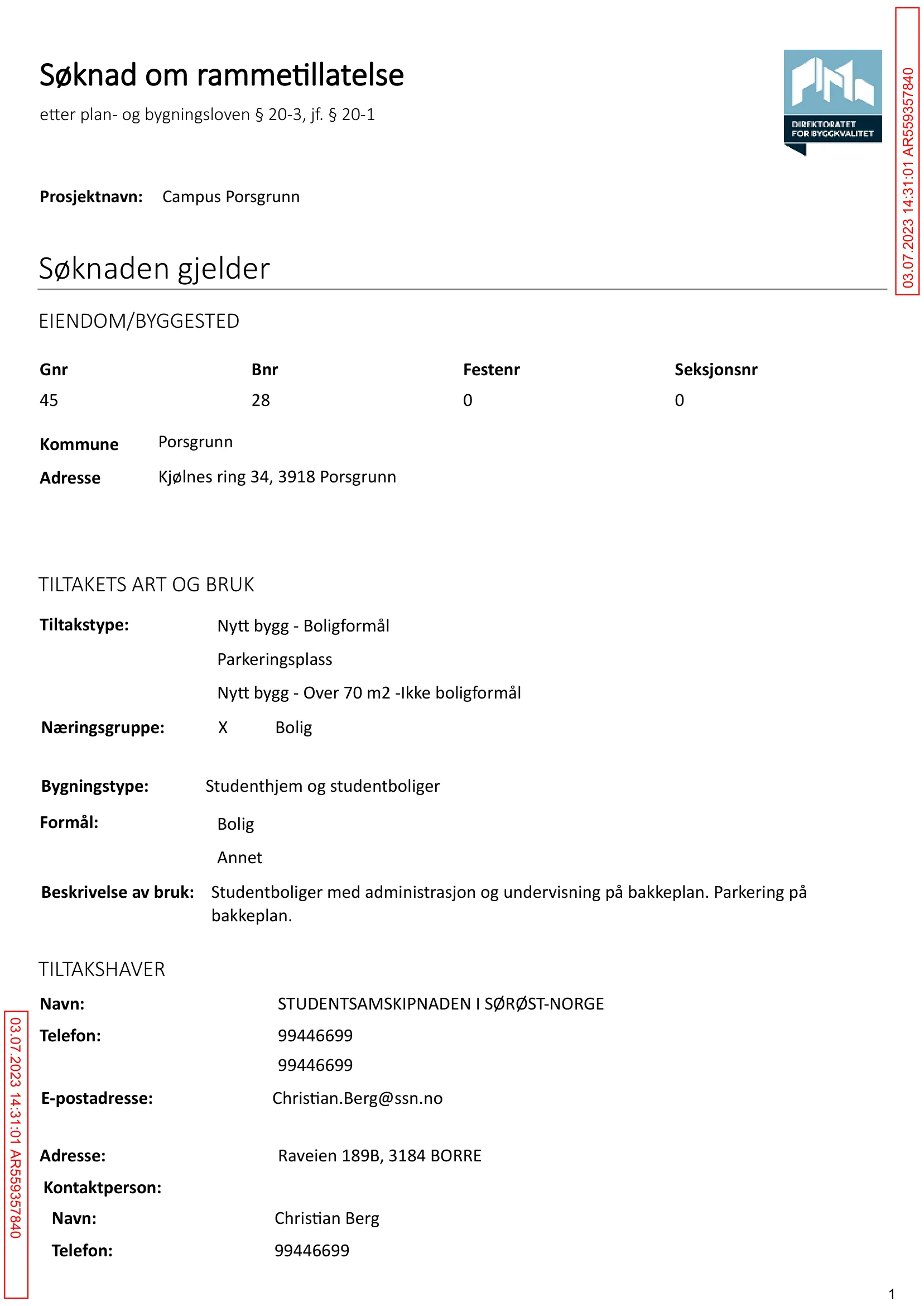 Søknad om rammetillatelse