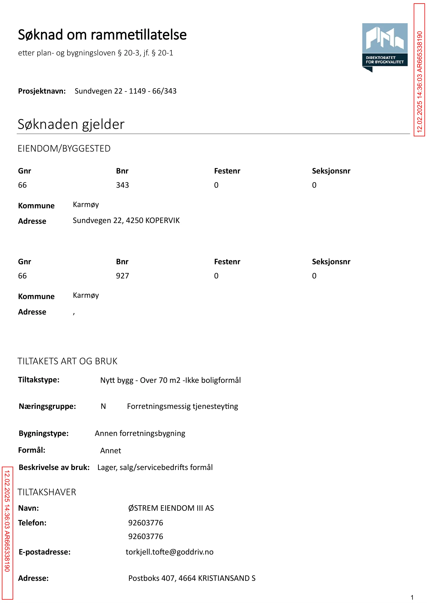 Søknad om rammetillatelse
