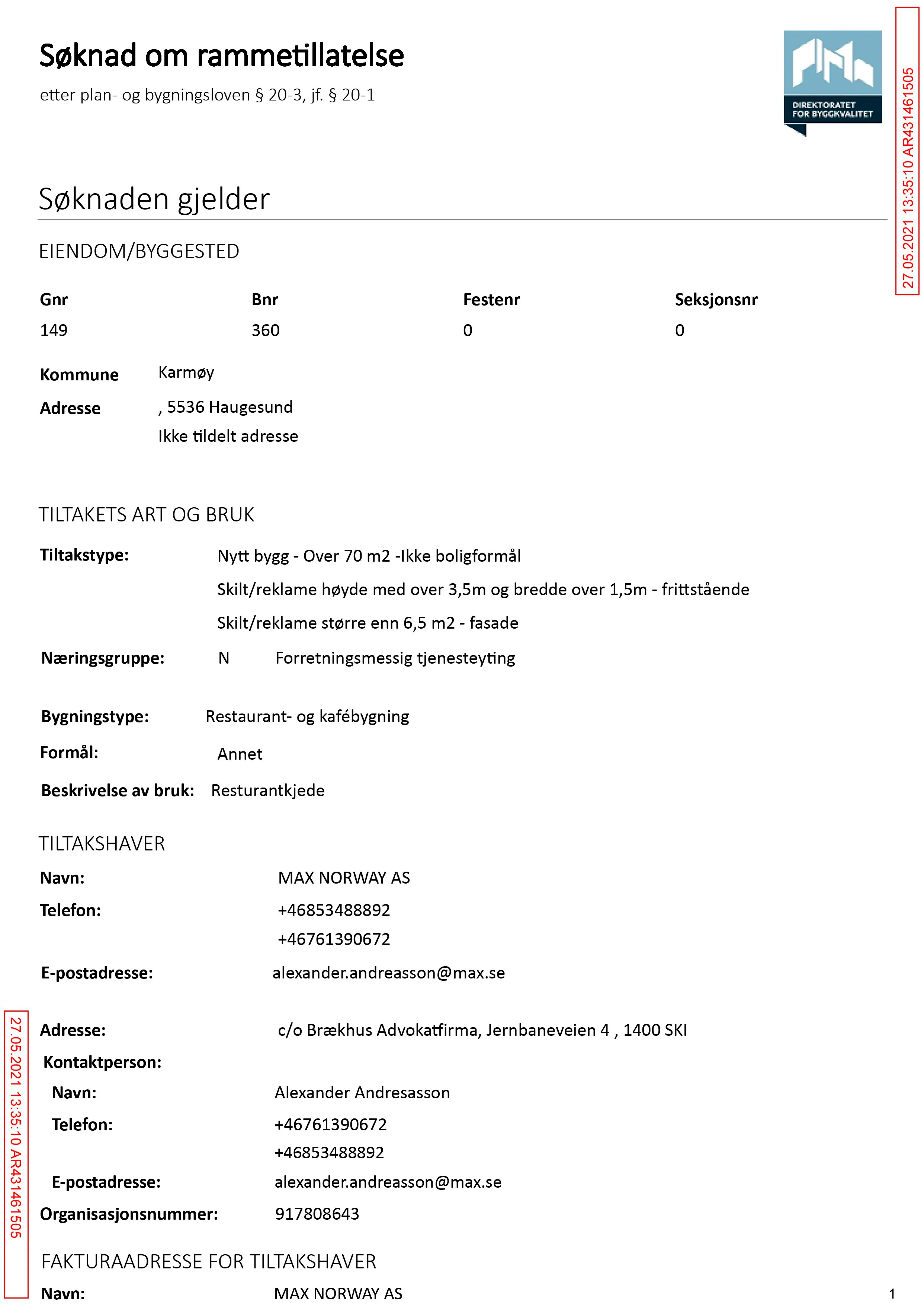 Søknad om rammetillatelse