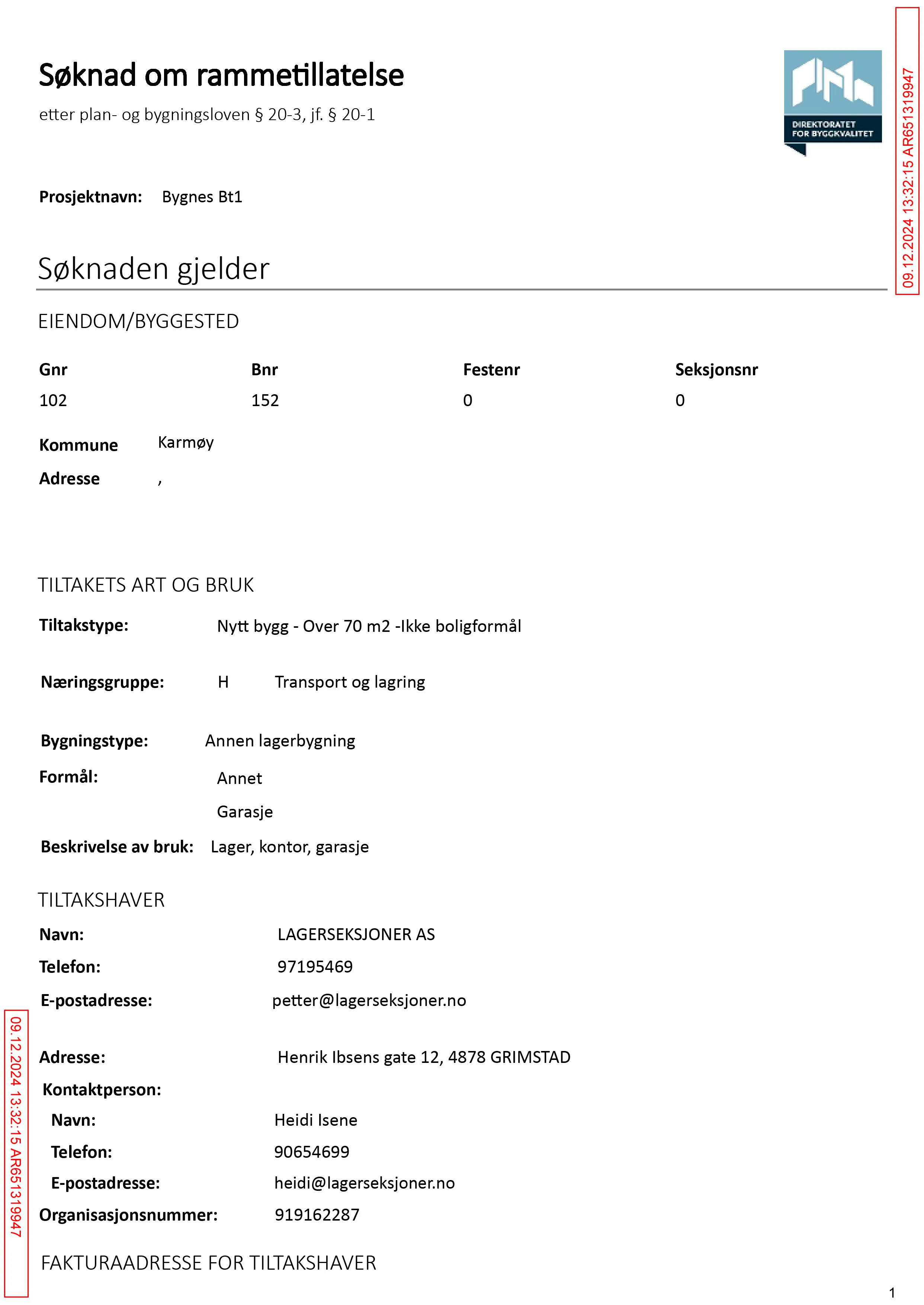 Søknad om rammetillatelse