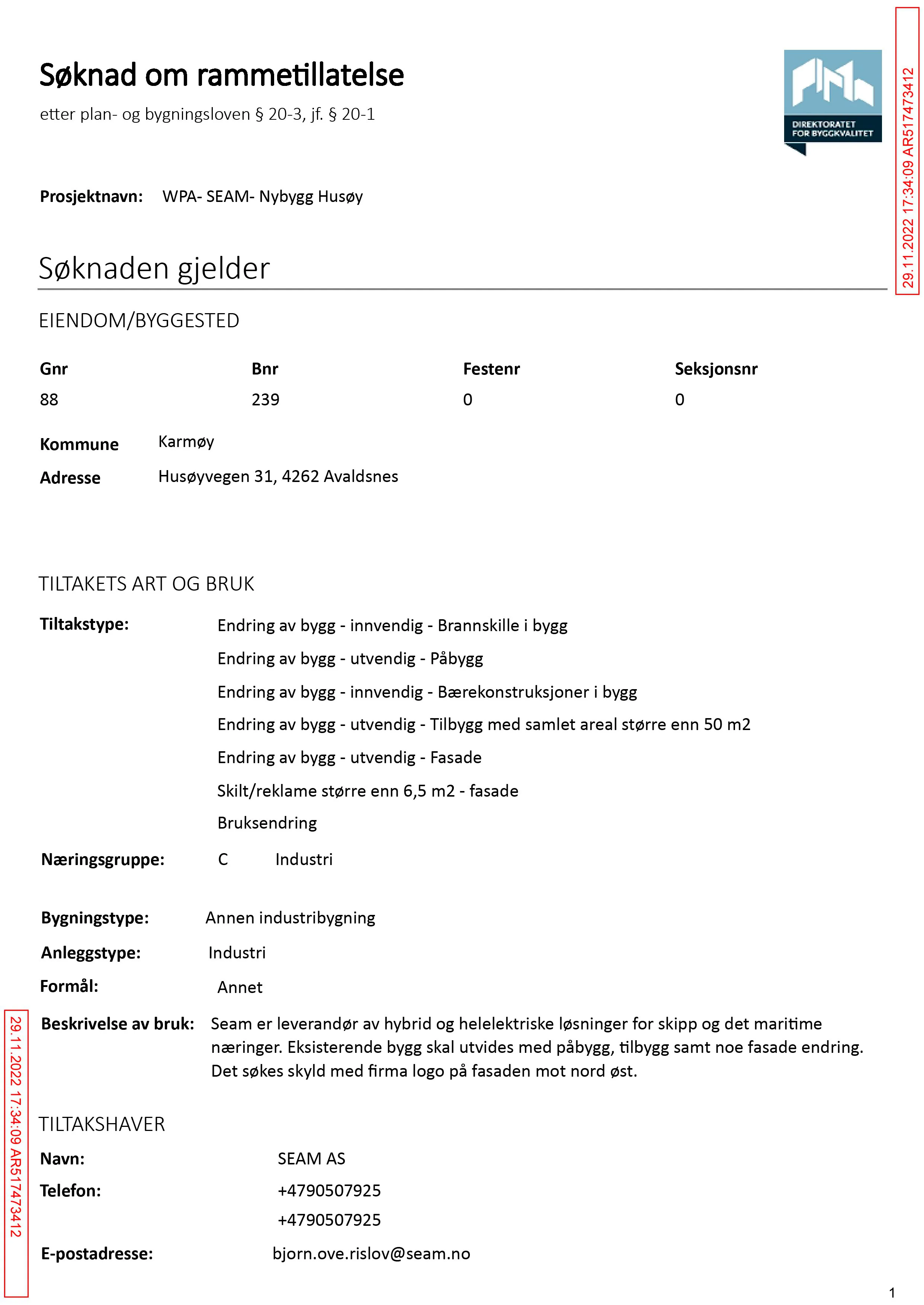 Søknad om rammetillatelse