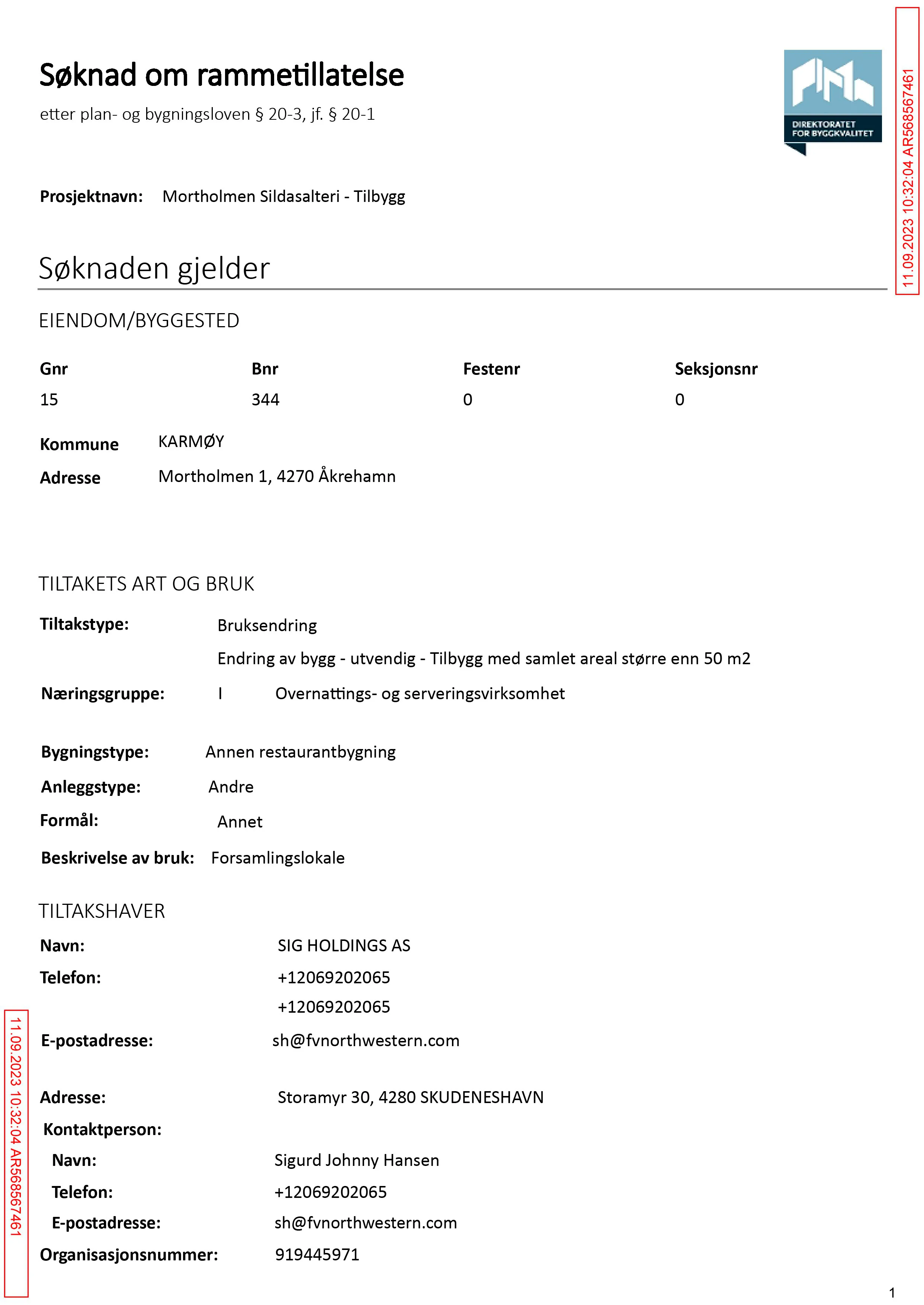 Søknad om rammetillatelse