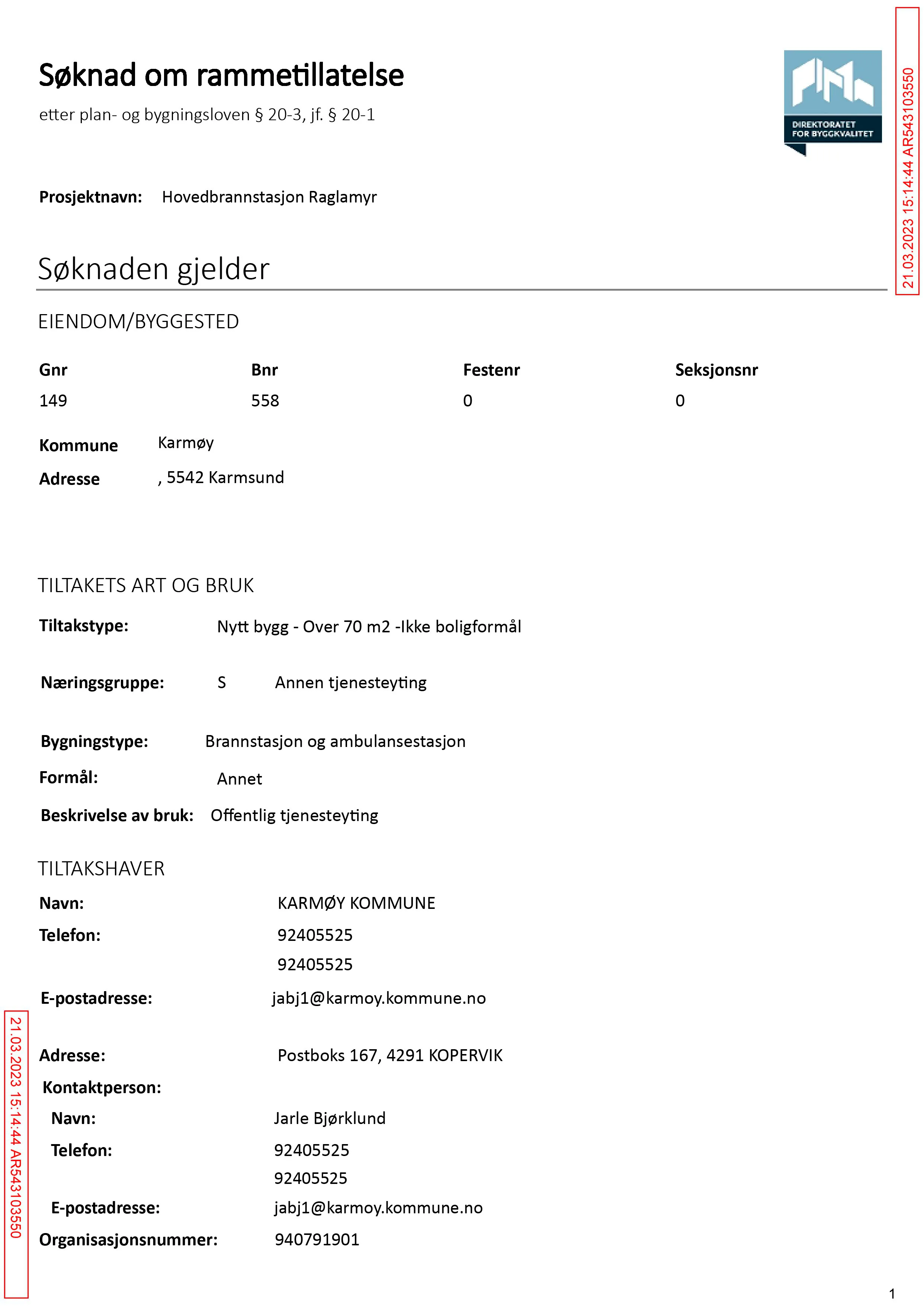 Søknad om rammetillatelse