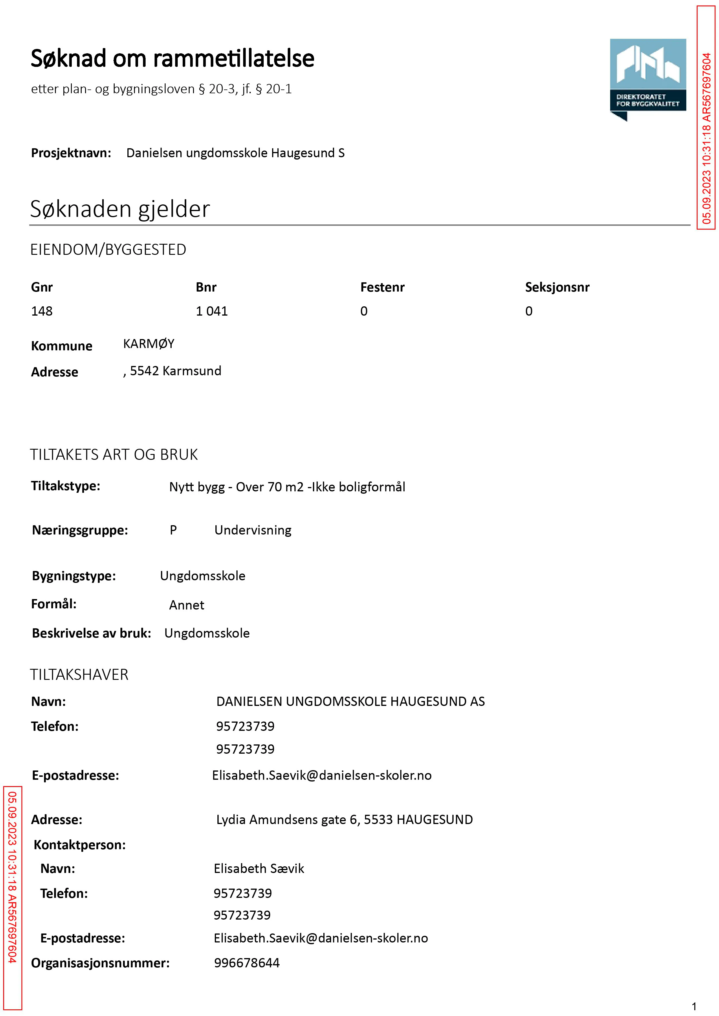 Søknad om rammetillatelse
