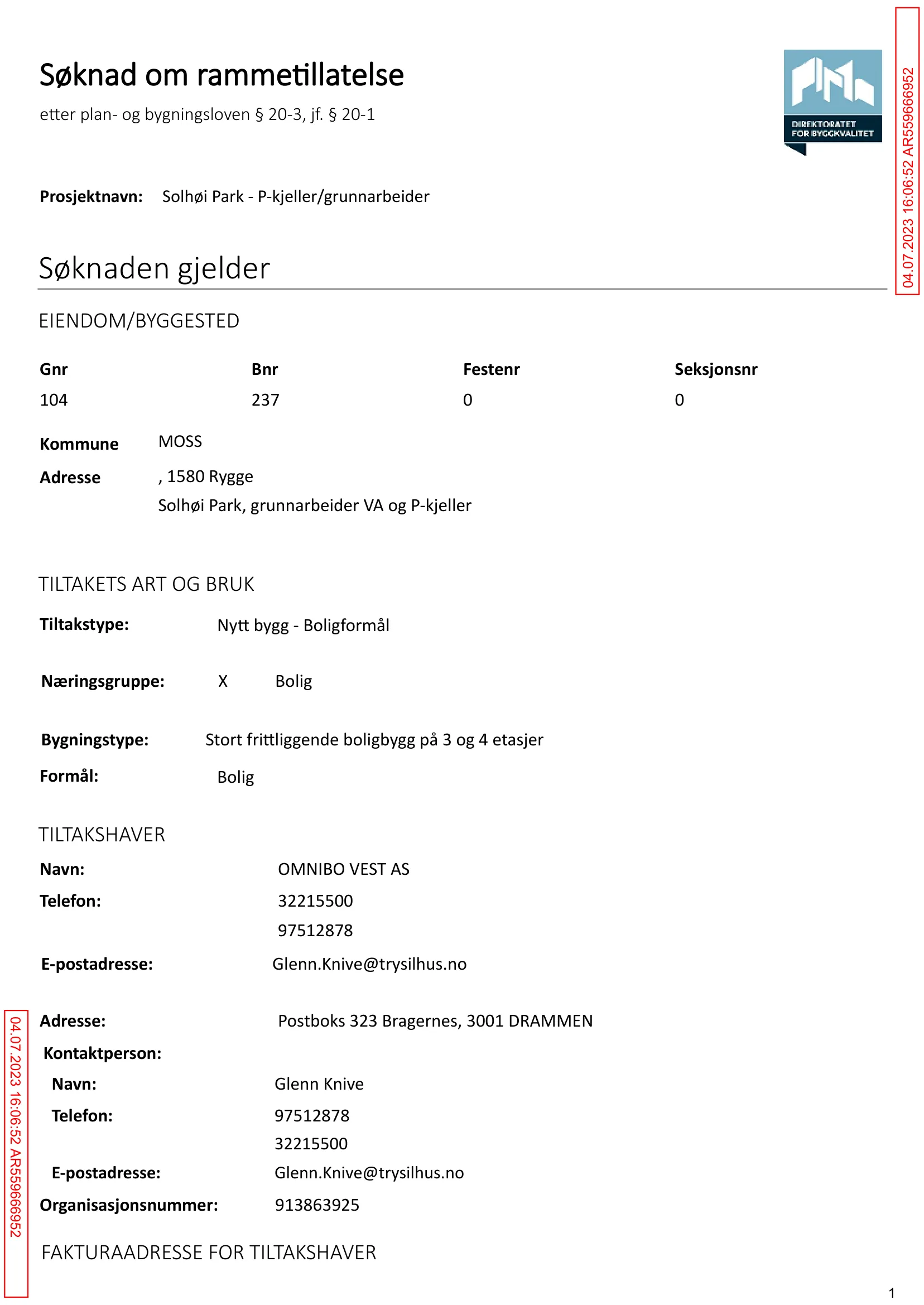 Søknad om rammetillatelse