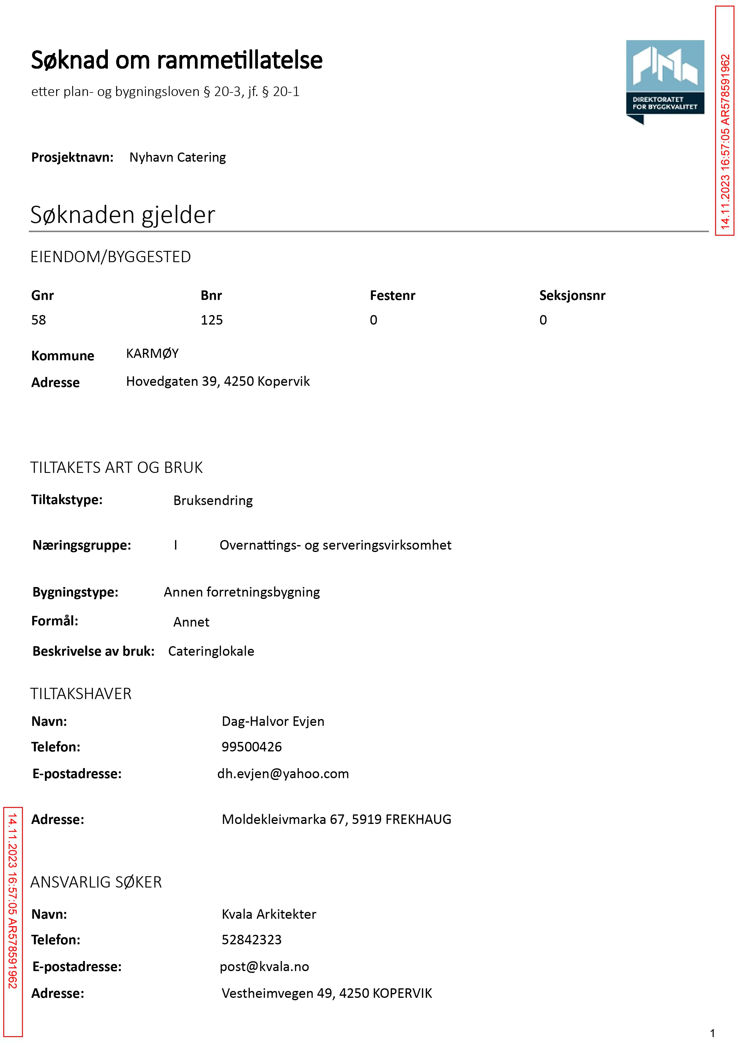 Søknad om rammetillatelse