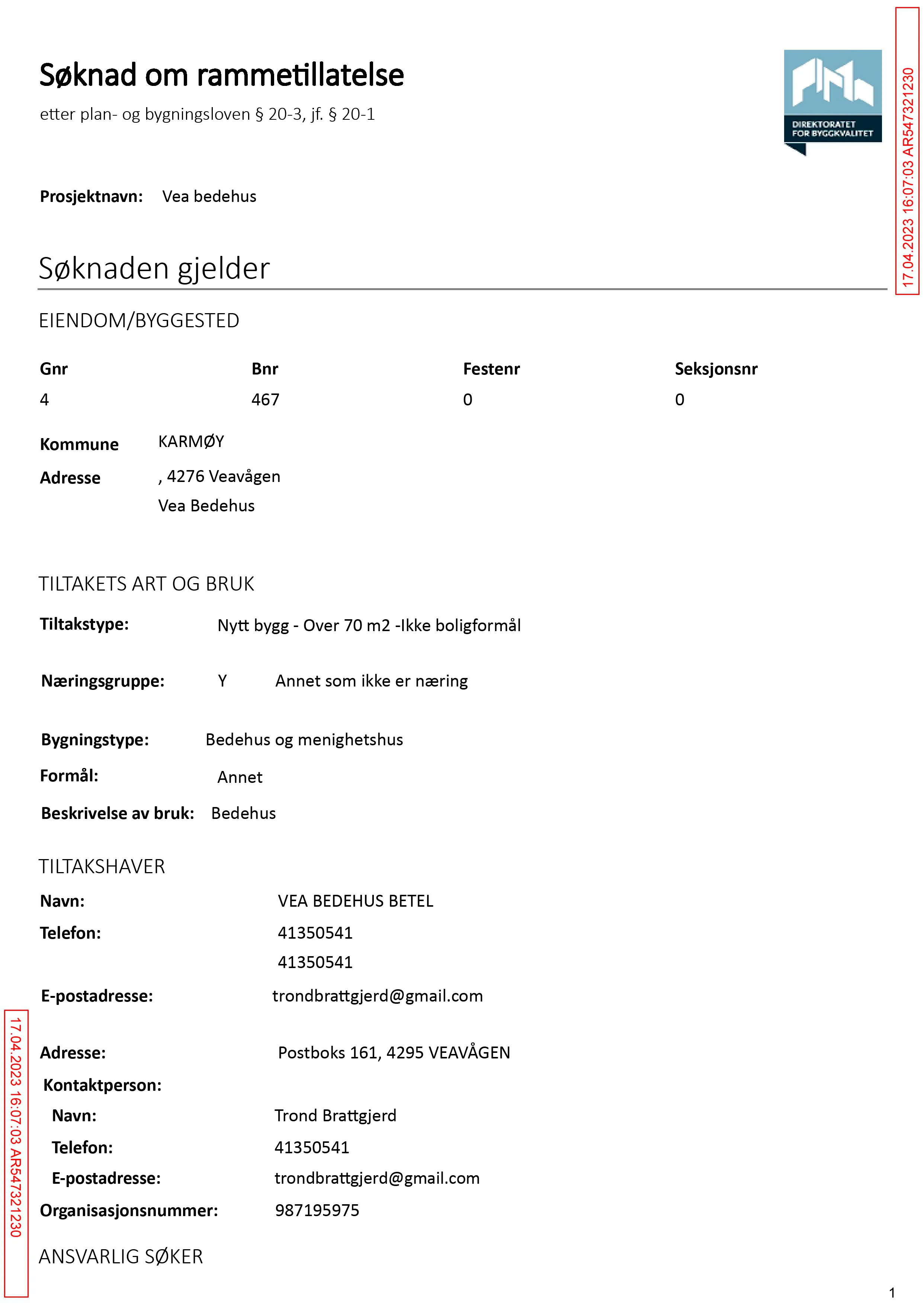 Søknad om rammetillatelse