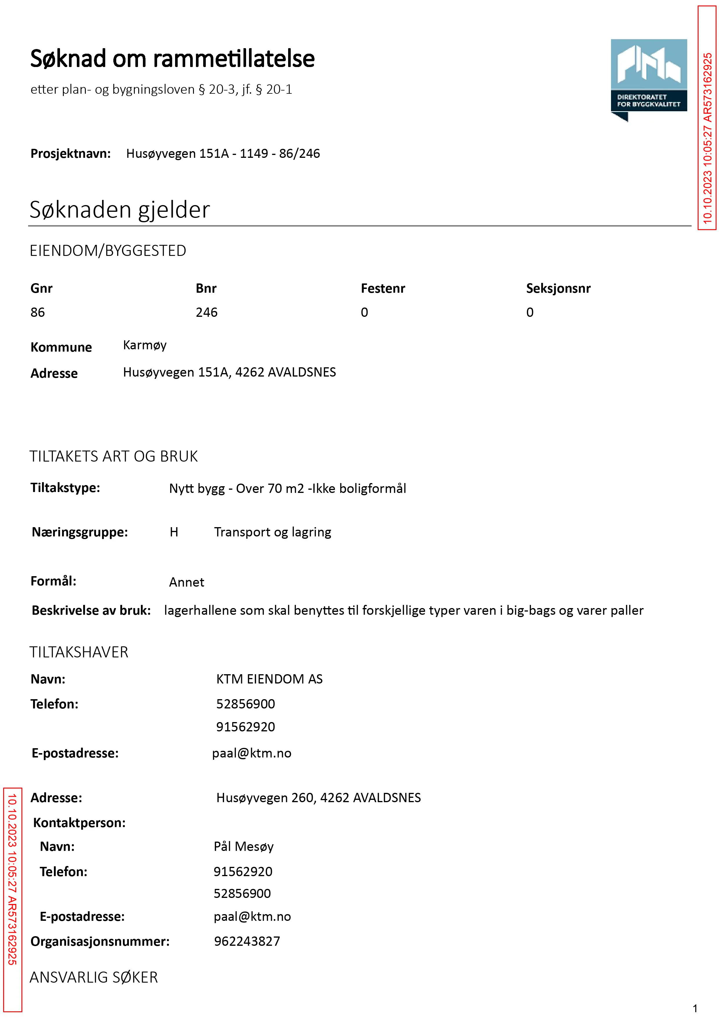 Søknad om rammetillatelse