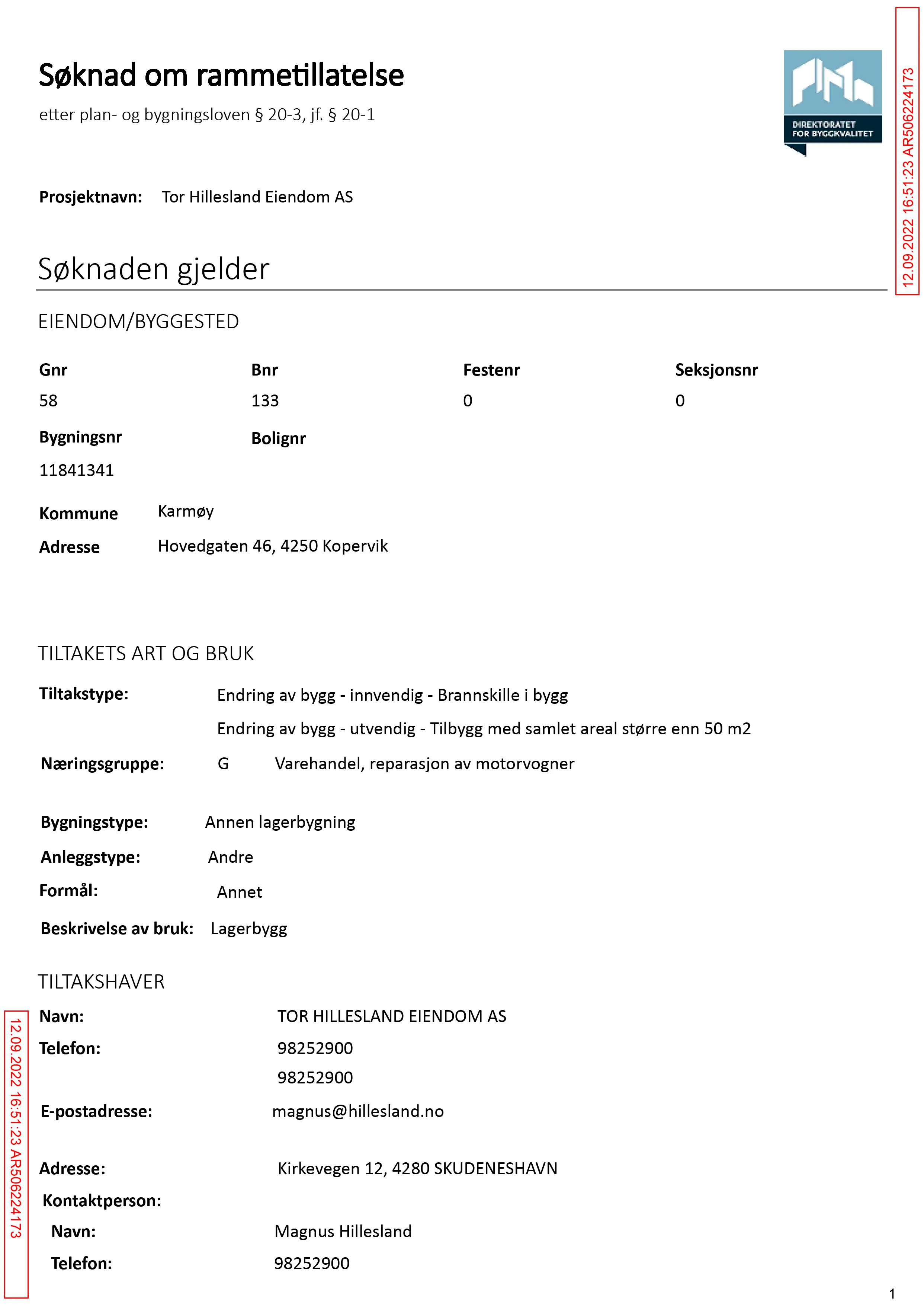 Søknad om rammetillatelse