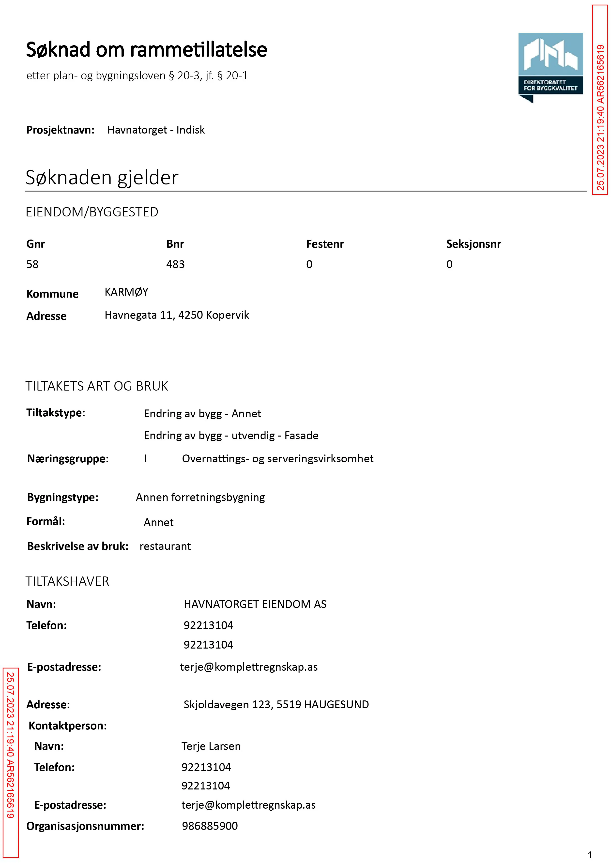 Søknad om rammetillatelse