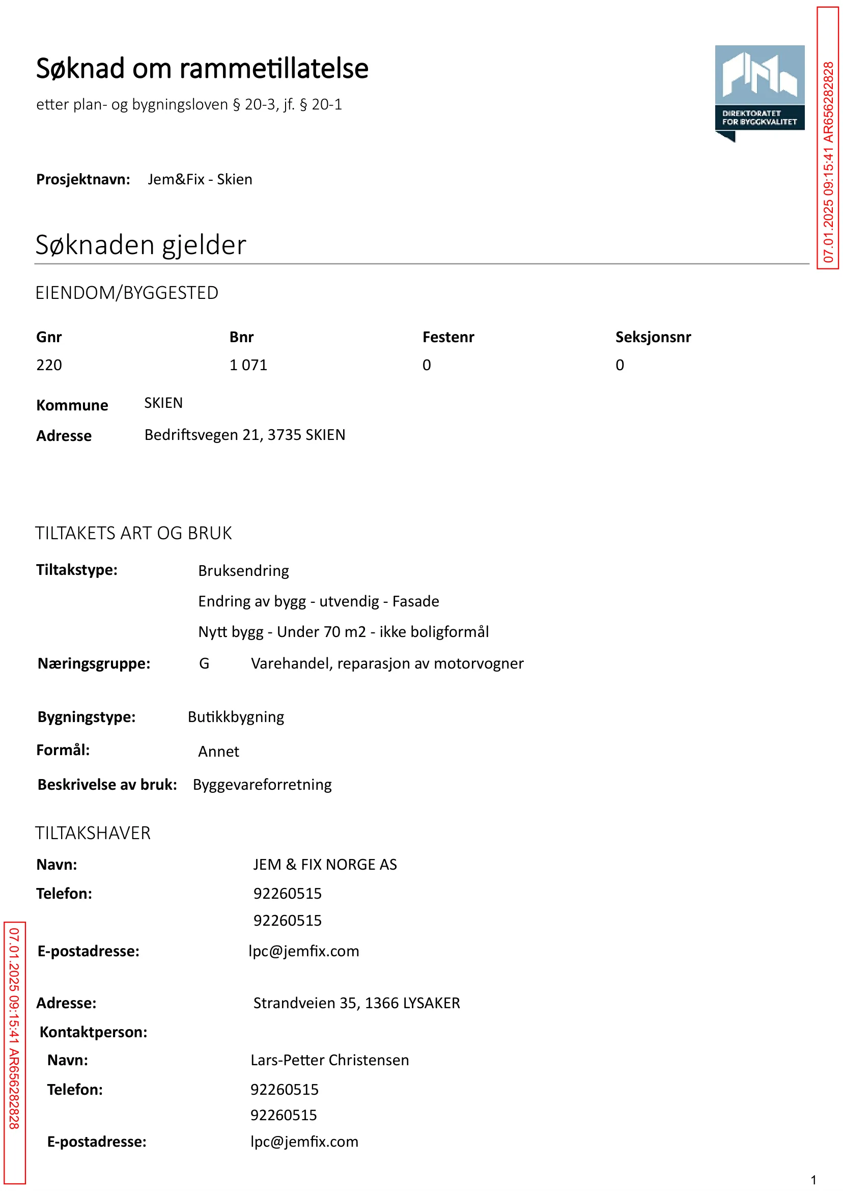 Søknad om rammetillatelse