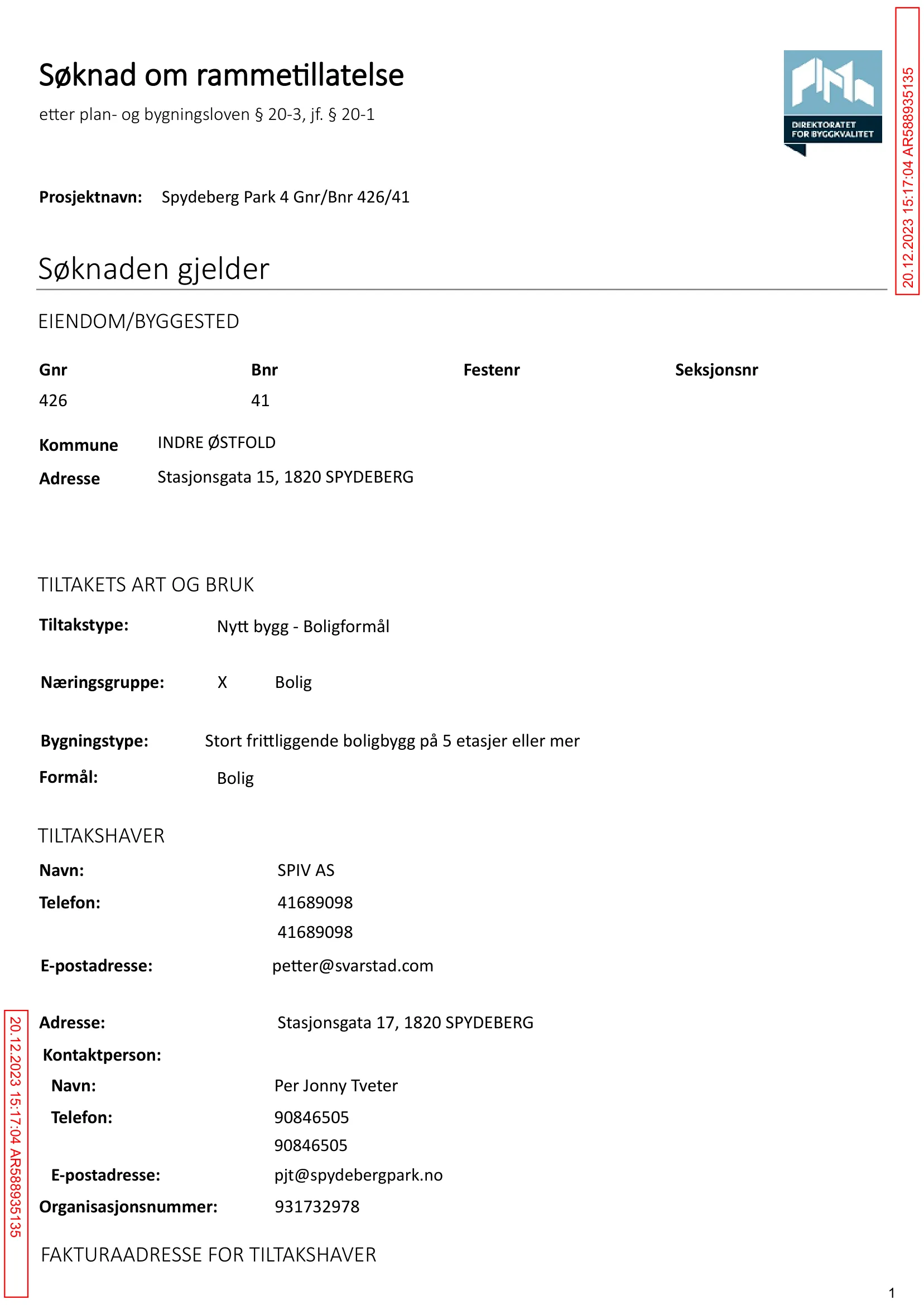 Søknad om rammetillatelse