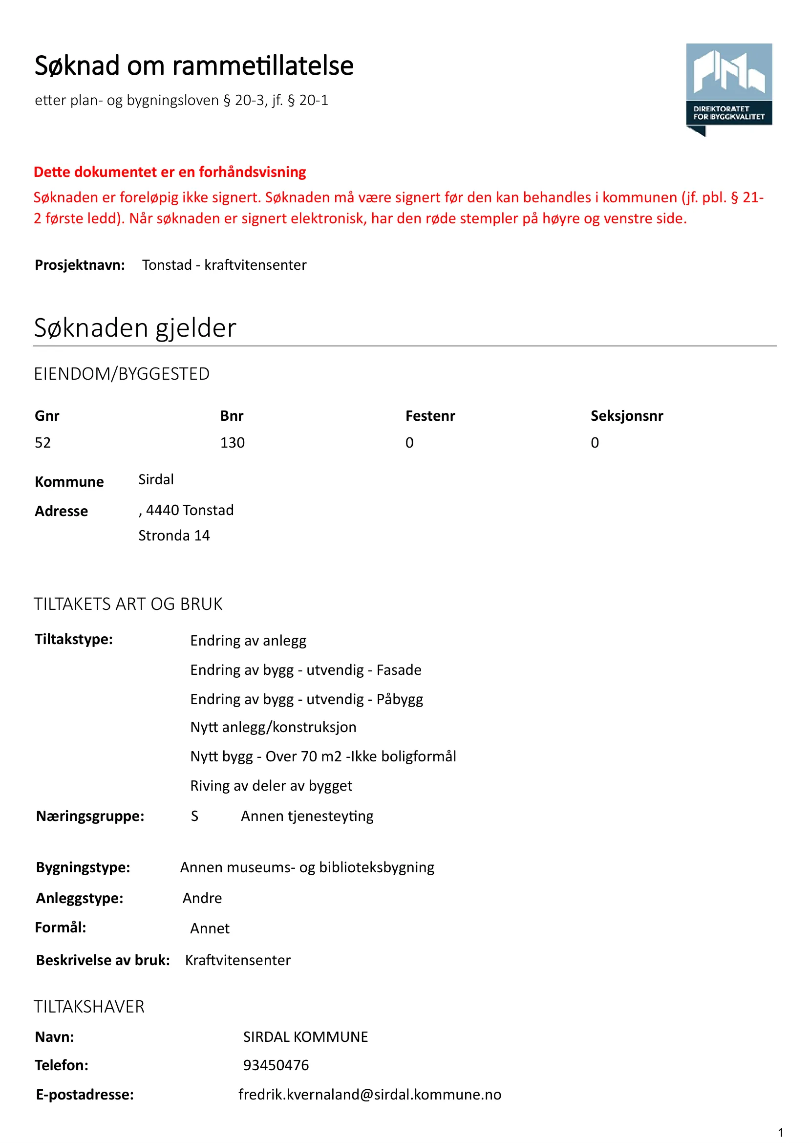 Søknad om rammetillatelse